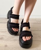 【ウィゴー/WEGO】の厚底フリルギャザーサンダル ブラック|ID: prp329100004500008 ipo3291000000032098078