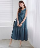 【ティアクラッセ/Tiaclasse】の【小倉優子さん着用・洗える・XSサイズ】麻調ピンタックロングワンピース ブルー|ID: prp329100004500078 ipo3291000000035580645