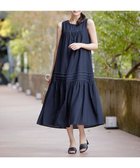 【ティアクラッセ/Tiaclasse】の【小倉優子さん着用・洗える・XSサイズ】麻調ピンタックロングワンピース ネイビー|ID: prp329100004500078 ipo3291000000035580649