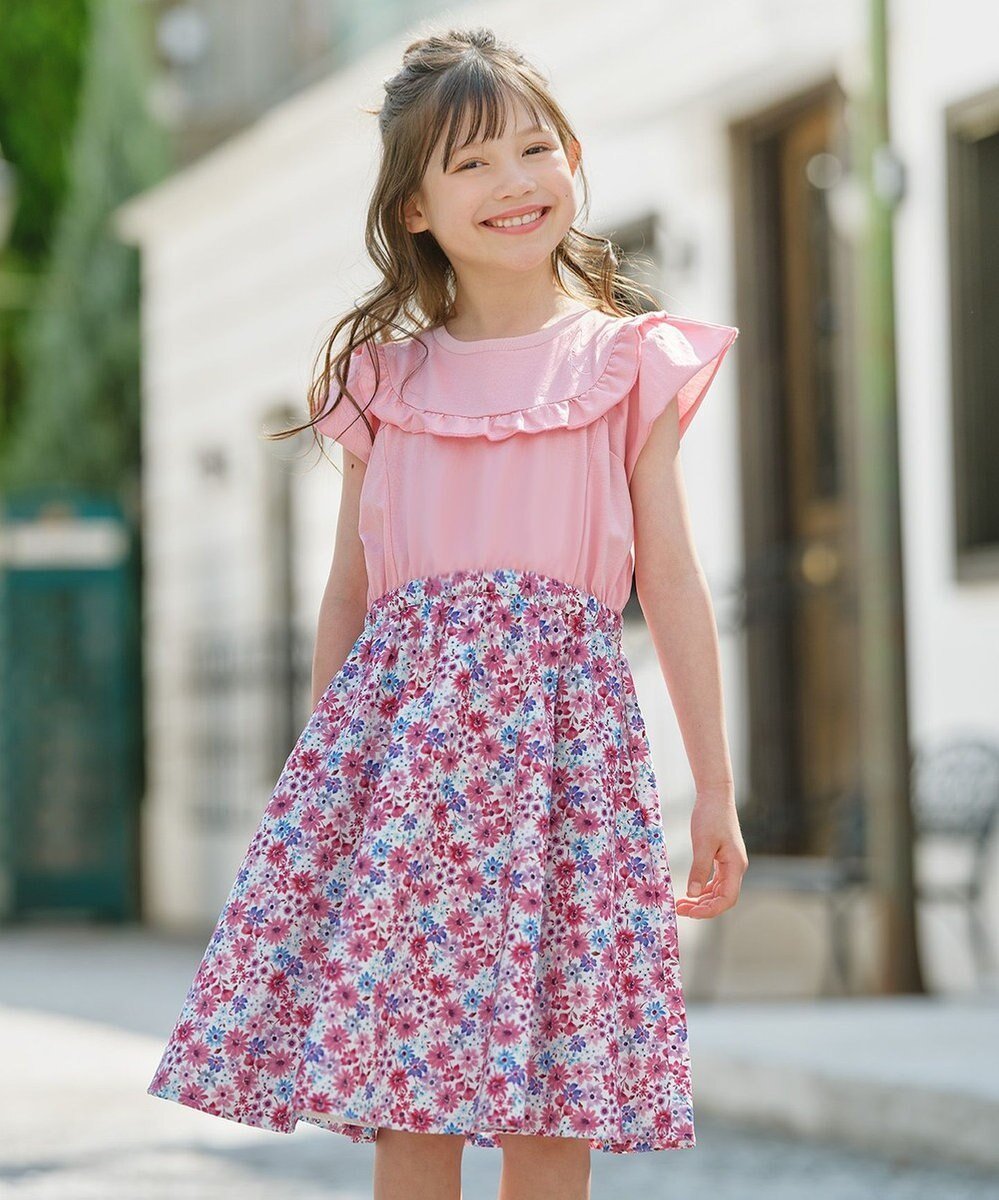 【組曲 / KIDS/KUMIKYOKU】の【110-140㎝】サマーフラワー ワンピース 人気、トレンドファッション・服の通販 founy(ファニー) 　ファッション　Fashion　キッズファッション　Fashion for Kids　ワンピース　Dresses　カットソー　Cut and Sewn Top　ギャザー　Gathered, Ruffled　サマー　Summer, Summer Style　シルケット　Silket, Silky Cotton　ドッキング　Docking, Mixed Material　フラワー　Flower, Floral　フリル　Frill, Ruffle　ヨーク　Yoke, Yoke Design　エレガント 上品　Elegant　夏　Summer　春　Spring　S/S・春夏　SS, Spring/Summer, Warm Season　楽ちん　Easy Fit, Comfortable　 other-1|ID: prp329100004500670 ipo3291000000033563174