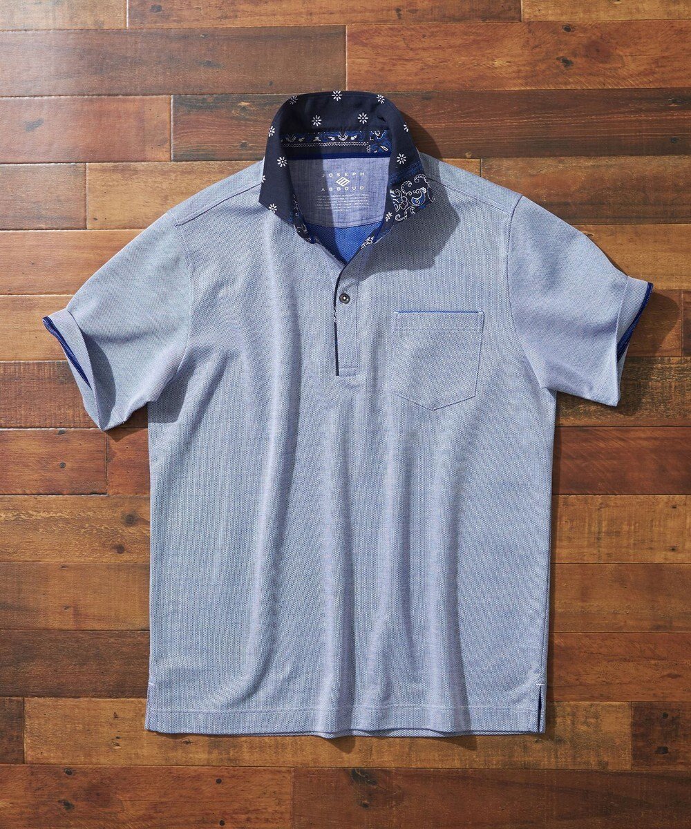 【ジョセフ アブード/JOSEPH ABBOUD / MEN】の【愛されて20年!オーガニックコットン使用】 バンダナプリント ダディ ポロシャツ インテリア・キッズ・メンズ・レディースファッション・服の通販 founy(ファニー) 　ファッション　Fashion　メンズファッション　MEN　トップス・カットソー　Tops/Tshirt/Men　シャツ　Shirts　ポロシャツ　Polo Shirts　春　Spring　コラボ　Collaboration　吸水　Water Absorption　スキッパー　Skipper　人気　Popularity　バンダナ　Bandana　ボーダー　Border　ポロシャツ　Polo Shirt　リネン　Linen　S/S・春夏　Ss・Spring/Summer　おすすめ　Recommend　夏　Summer　ギフト プレゼント　Gift Present　ダルブルー系|ID: prp329100004500699 ipo3291000000031754725