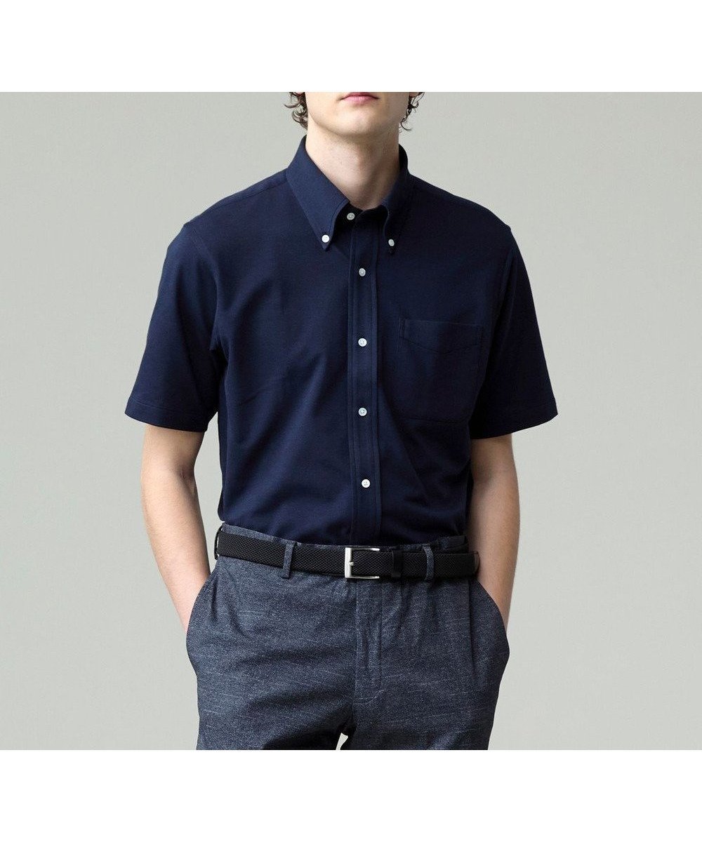 【ジェイ プレス/J.PRESS / MEN】の酷暑の清潔感もこれ一枚で【吸水速乾 / 抗菌防臭 / 防シワ】【J.PRESS OXFORD JERSEY】カノコインレイ半袖 シャツ / B.D. インテリア・キッズ・メンズ・レディースファッション・服の通販 founy(ファニー) 　ファッション　Fashion　メンズファッション　Fashion for Men　トップス・カットソー　Cut & Sew Tops　メンズシャツ　Shirts　インナー　Innerwear　オックス　Oxford Fabric　春　Spring　吸水　Absorbent, Quick-Dry　抗菌　Antibacterial, Bacteria-Resistant　シンプル　Simple, Minimal　ジャケット　Jacket, Outerwear　ドレス　Dress, One-Piece　バランス　Balance, Style Balance　フィット　Fit, Slim Fit　ベーシック　Basic, Essential　ポケット　Pocket, Pocket Detail　ポロシャツ　Polo Shirt, Collared Tee　半袖　Short Sleeve, Half Sleeve　メンズ　Men's, Menswear　S/S・春夏　SS, Spring/Summer, Warm Season　おすすめ　Recommended / Our Picks　夏　Summer　エレガント 上品　Elegant　ビジネス 仕事 通勤　Business / Work / Commuting　ネイビー系|ID: prp329100004500700 ipo3291000000033395174