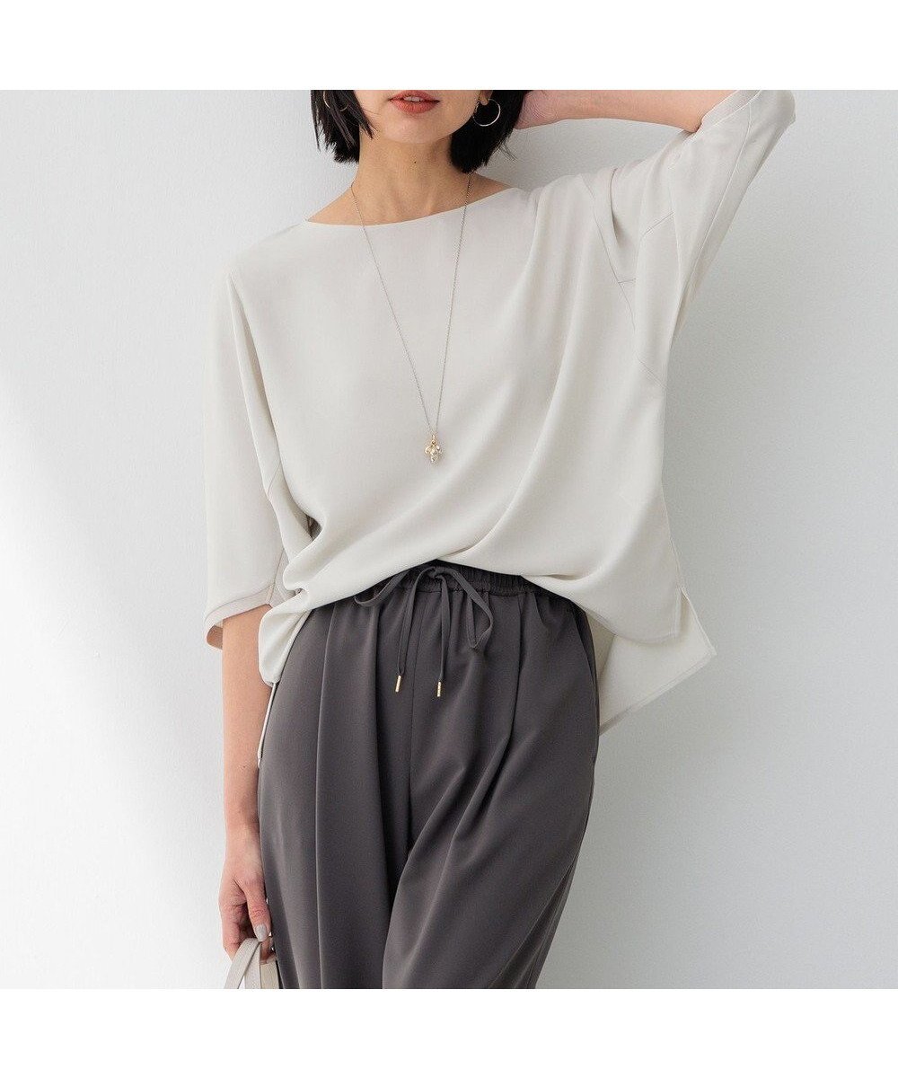 【23区/NIJYUSANKU】の【洗える】ストレッチジョーゼット フォルム カットソー インテリア・キッズ・メンズ・レディースファッション・服の通販 founy(ファニー) 　ファッション　Fashion　レディースファッション　Fashion for Women　トップス・カットソー　Cut & Sew Tops　シャツ・ブラウス・オフィスカジュアル　Elegant Blouses & Button-Ups　ロングTシャツ・Tシャツ　Longline T-Shirts & Tees　カットソー・ベーシックTシャツ　Cut-and-Sewn Tops / Stretch Tees & Basics　春　Spring　洗える　Machine Washable　カットソー　Cut and Sewn Top　サテン　Satin, Glossy Fabric　ジョーゼット　Georgette, Semi-Sheer Fabric　ストレッチ　Stretch, Stretchy Fabric　スリーブ　Sleeve, Long Sleeve / Short Sleeve　セットアップ　Set-Up, Coordinated Outfit　フォルム　Silhouette, Form　ワイド　Wide, Wide Fit　S/S・春夏　SS, Spring/Summer, Warm Season　おすすめ　Recommended / Our Picks　夏　Summer　2024年　2024　2024春夏・S/S　Spring/Summer 2024 SS24　ビジネス 仕事 通勤　Business / Work / Commuting　ベージュ系|ID: prp329100004500873 ipo3291000000036299689