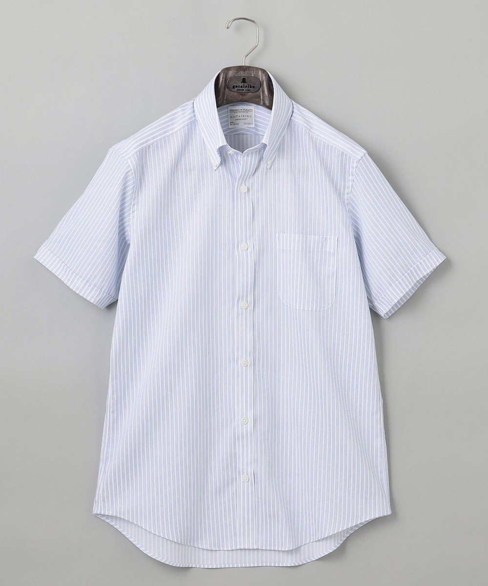 【五大陸/gotairiku / MEN】の春夏向け【形態安定】SUMMERPREMIUMPLEATS_ボタンダウンカラー 半袖ドレスシャツ(25年春夏モデル) インテリア・キッズ・メンズ・レディースファッション・服の通販 founy(ファニー) 　ファッション　Fashion　メンズファッション　Men's Style Online　トップス・カットソー　Tops/Tshirt/Men　シャツ　Shirts　春　Spring　ストレッチ　Stretch　スーピマ　Supima　ドレス　Dress　定番　Standard　半袖　Short Sleeve　レギュラー　Regular　S/S・春夏　Ss・Spring/Summer　再入荷　Restock/Back In Stock/Re Arrival　夏　Summer　ブルーストライプ|ID: prp329100004502050 ipo3291000000032487339