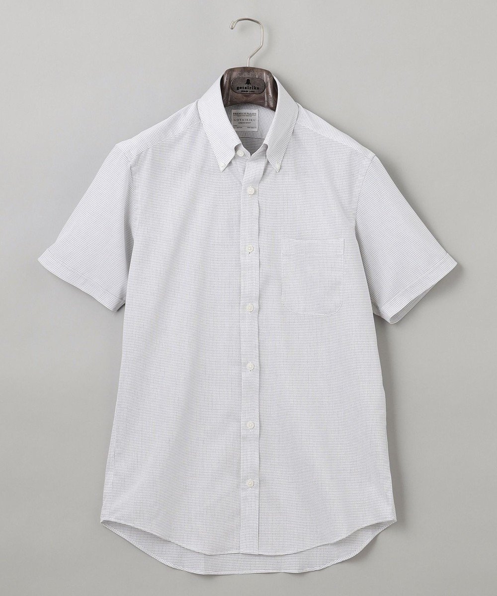 【五大陸/gotairiku / MEN】の春夏向け【形態安定】SUMMERPREMIUMPLEATS_ボタンダウンカラー 半袖ドレスシャツ(25年春夏モデル) インテリア・キッズ・メンズ・レディースファッション・服の通販 founy(ファニー) 　ファッション　Fashion　メンズファッション　Men's Style Online　トップス・カットソー　Tops/Tshirt/Men　シャツ　Shirts　春　Spring　ストレッチ　Stretch　スーピマ　Supima　ドレス　Dress　定番　Standard　半袖　Short Sleeve　レギュラー　Regular　S/S・春夏　Ss・Spring/Summer　再入荷　Restock/Back In Stock/Re Arrival　夏　Summer　白地×グレー格子|ID: prp329100004502050 ipo3291000000032487340