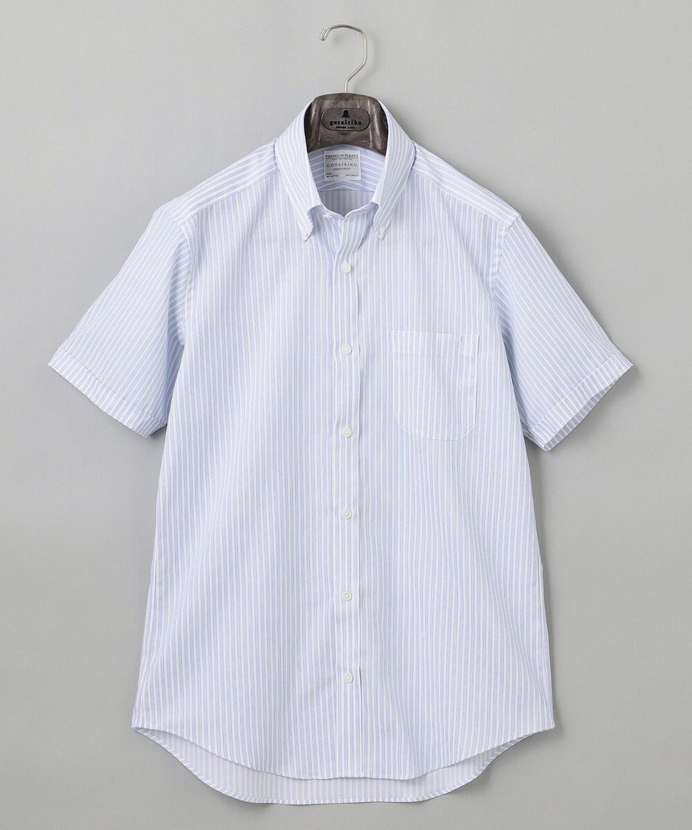 【五大陸/gotairiku / MEN】の春夏向け【形態安定】SUMMERPREMIUMPLEATS_ボタンダウンカラー 半袖ドレスシャツ(25年春夏モデル) インテリア・キッズ・メンズ・レディースファッション・服の通販 founy(ファニー) 　ファッション　Fashion　メンズファッション　Fashion for Men　トップス・カットソー　Cut & Sew Tops　メンズシャツ　Shirts　春　Spring　ストレッチ　Stretch, Stretchy Fabric　スーピマ　Supima, Premium Cotton　ドレス　Dress, One-Piece　定番　Standard, Basic Item　半袖　Short Sleeve, Half Sleeve　レギュラー　Regular, Standard Fit　S/S・春夏　SS, Spring/Summer, Warm Season　夏　Summer　ブルーストライプ|ID: prp329100004502050 ipo3291000000033603343