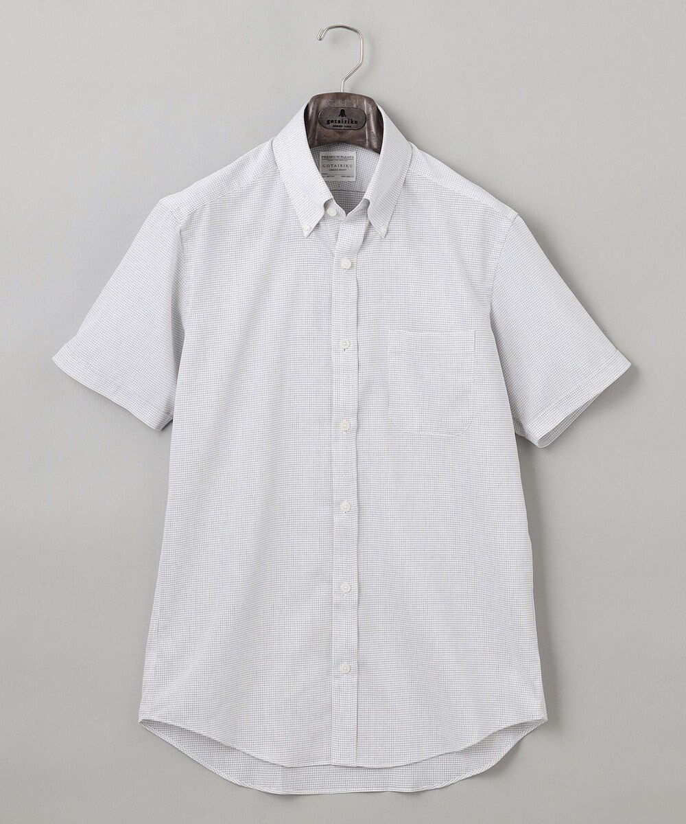 【五大陸/gotairiku / MEN】の春夏向け【形態安定】SUMMERPREMIUMPLEATS_ボタンダウンカラー 半袖ドレスシャツ(25年春夏モデル) インテリア・キッズ・メンズ・レディースファッション・服の通販 founy(ファニー) 　ファッション　Fashion　メンズファッション　Fashion for Men　トップス・カットソー　Cut & Sew Tops　メンズシャツ　Shirts　春　Spring　ストレッチ　Stretch, Stretchy Fabric　スーピマ　Supima, Premium Cotton　ドレス　Dress, One-Piece　定番　Standard, Basic Item　半袖　Short Sleeve, Half Sleeve　レギュラー　Regular, Standard Fit　S/S・春夏　SS, Spring/Summer, Warm Season　夏　Summer　白地×グレー格子|ID: prp329100004502050 ipo3291000000033603344