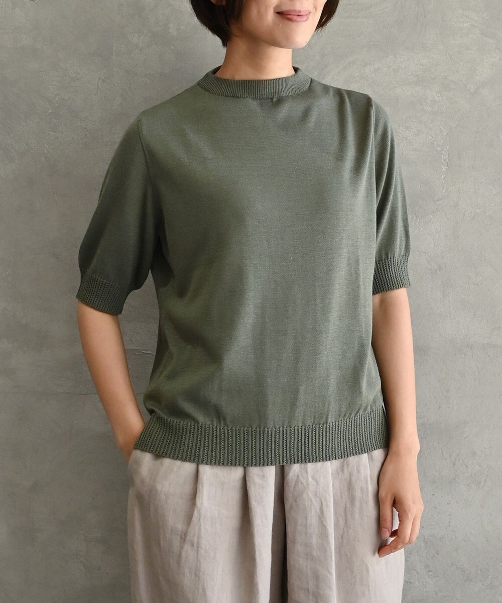 【ムーク/muuc】の〈高品質シルク&スーピマ超長綿〉〈洗えるニット〉半袖ボトルネックプルオーバー 人気、トレンドファッション・服の通販 founy(ファニー) 　ファッション　Fashion　レディースファッション　WOMEN　トップス・カットソー　Tops/Tshirt　ニット　Knit Tops　プルオーバー　Pullover　春　Spring　洗える　Washable　キャンバス　Canvas　シルク　Silk　シンプル　Simple　スリット　Slit　スーピマ　Supima　セーター　Sweater　透かし　Watermark　手編み　Hand Knitting　パターン　Pattern　ボトルネック　Bottleneck　半袖　Short Sleeve　S/S・春夏　Ss・Spring/Summer　再入荷　Restock/Back In Stock/Re Arrival　夏　Summer　エレガント 上品　Elegant　 other-1|ID: prp329100004502151 ipo3291000000031767349