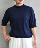 【ムーク/muuc】の〈高品質シルク&スーピマ超長綿〉〈洗えるニット〉半袖ボトルネックプルオーバー ネイビー|ID: prp329100004502151 ipo3291000000031767351
