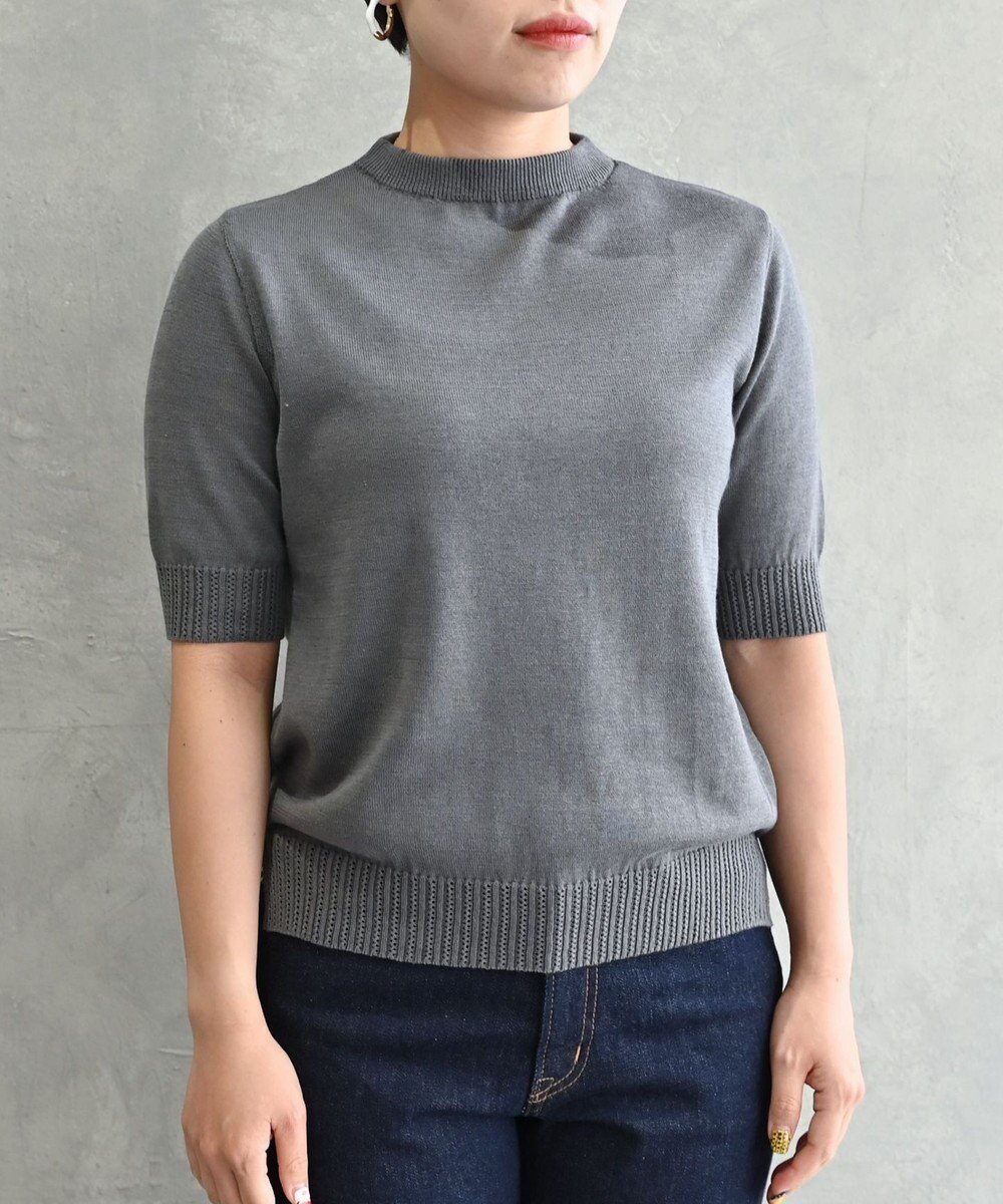 【ムーク/muuc】の〈高品質シルク&スーピマ超長綿〉〈洗えるニット〉半袖ボトルネックプルオーバー インテリア・キッズ・メンズ・レディースファッション・服の通販 founy(ファニー) 　ファッション　Fashion　レディースファッション　WOMEN　トップス・カットソー　Tops/Tshirt　ニット　Knit Tops　プルオーバー　Pullover　春　Spring　洗える　Washable　キャンバス　Canvas　シルク　Silk　シンプル　Simple　スリット　Slit　スーピマ　Supima　セーター　Sweater　透かし　Watermark　手編み　Hand Knitting　パターン　Pattern　ボトルネック　Bottleneck　半袖　Short Sleeve　S/S・春夏　Ss・Spring/Summer　再入荷　Restock/Back In Stock/Re Arrival　夏　Summer　エレガント 上品　Elegant　チャコールグレー|ID: prp329100004502151 ipo3291000000031767353