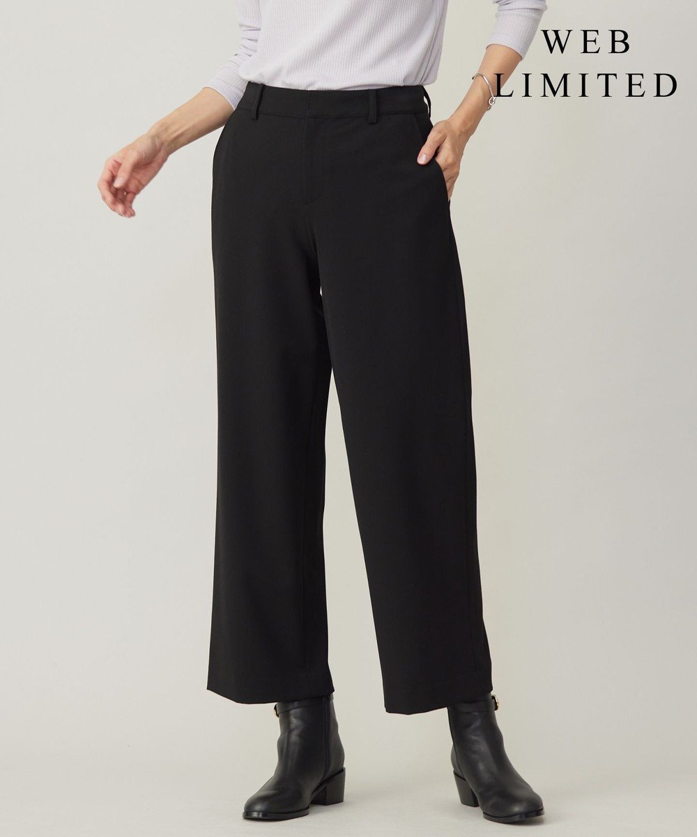 【ジェイ プレス/J.PRESS】の【WEB限定カラーあり】T/Rアルガンシルク ワイド パンツ インテリア・キッズ・メンズ・レディースファッション・服の通販 founy(ファニー) 　ファッション　Fashion　レディースファッション　Fashion for Women　パンツ　Pants & Trousers　クロップド　Cropped, Short Length　シルク　Silk, 100% Silk　ストレッチ　Stretch, Stretchy Fabric　チェック　Check, Plaid, Tartan　ベーシック　Basic, Essential　ワイド　Wide, Wide Fit　A/W・秋冬　Autumn/Winter　エレガント 上品　Elegant　【WEB限定】ブラック系|ID: prp329100004502159 ipo3291000000035542783