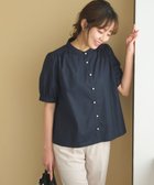 【フェルゥ/Feroux】の【洗える】バンドカラーパールボタン ブラウス ネイビー系|ID: prp329100004502468 ipo3291000000031976509
