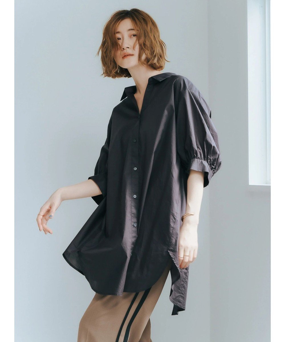 【イェッカ ヴェッカ/YECCA VECCA】のペーパータッチバックスリットロングシャツ インテリア・キッズ・メンズ・レディースファッション・服の通販 founy(ファニー) 　ファッション　Fashion　レディースファッション　WOMEN　トップス・カットソー　Tops/Tshirt　シャツ/ブラウス　Shirts/Blouses　スキッパー　Skipper　スリット　Slit　ペーパー　Paper　ポケット　Pocket　ロング　Long　夏　Summer　春　Spring　S/S・春夏　Ss・Spring/Summer　Charcoal Gray|ID: prp329100004502538 ipo3291000000031990400