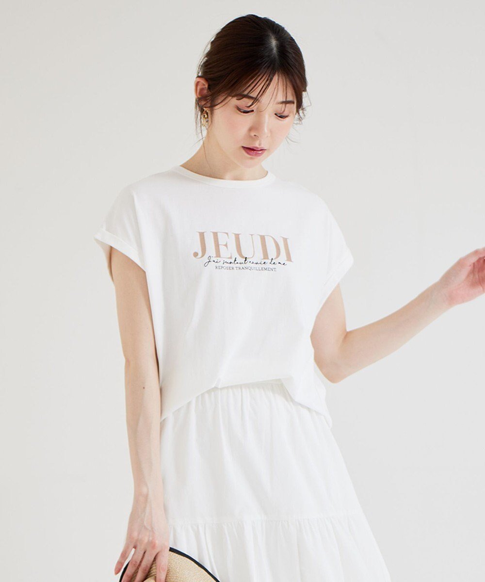 【エニィ スィス/any SiS】の【接触冷感・UVケア】冷感ロゴ Tシャツ インテリア・キッズ・メンズ・レディースファッション・服の通販 founy(ファニー) 　ファッション　Fashion　レディースファッション　Fashion for Women　トップス・カットソー　Cut & Sew Tops　シャツ・ブラウス・オフィスカジュアル　Elegant Blouses & Button-Ups　ロングTシャツ・Tシャツ　Longline T-Shirts & Tees　カットソー・ベーシックTシャツ　Cut-and-Sewn Tops / Stretch Tees & Basics　おすすめ　Recommended / Our Picks　カットソー　Cut and Sewn Top　スリーブ　Sleeve, Long Sleeve / Short Sleeve　フレンチ　French, French Style　フロント　Front, Front Design　プリント　Print, Printed Pattern　エレガント 上品　Elegant　夏　Summer　春　Spring　S/S・春夏　SS, Spring/Summer, Warm Season　オフ|ID: prp329100004502653 ipo3291000000032669643