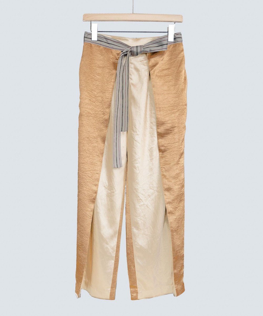 【コキュウ/COQ】の【家庭洗濯可能】2WAY KNOT4 パンツ インテリア・キッズ・メンズ・レディースファッション・服の通販 founy(ファニー) 　ファッション　Fashion　レディースファッション　WOMEN　パンツ　Pants　ヴィンテージ　Vintage　春　Spring　洗える　Washable　コレクション　Collection　サテン　Satin　ストライプ　Stripe　バランス　Balance　S/S・春夏　Ss・Spring/Summer　犬　Dog　夏　Summer　ベージュ|ID: prp329100004502875 ipo3291000000031829396
