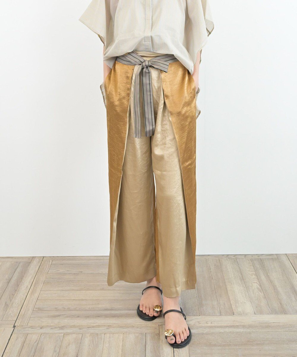 【コキュウ/COQ】の【家庭洗濯可能】2WAY KNOT4 パンツ インテリア・キッズ・メンズ・レディースファッション・服の通販 founy(ファニー) 　ファッション　Fashion　レディースファッション　Ladies' Fashion Online　パンツ　Pants　ヴィンテージ　Vintage　春　Spring　洗える　Washable　コレクション　Collection　サテン　Satin　ストライプ　Stripe　バランス　Balance　S/S・春夏　Ss・Spring/Summer　犬　Dog　夏　Summer　ベージュ|ID: prp329100004502875 ipo3291000000032380901