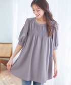 【ティアクラッセ/Tiaclasse】の【洗える】シャーリングチュニック ラベンダー|ID: prp329100004503546 ipo3291000000031782249