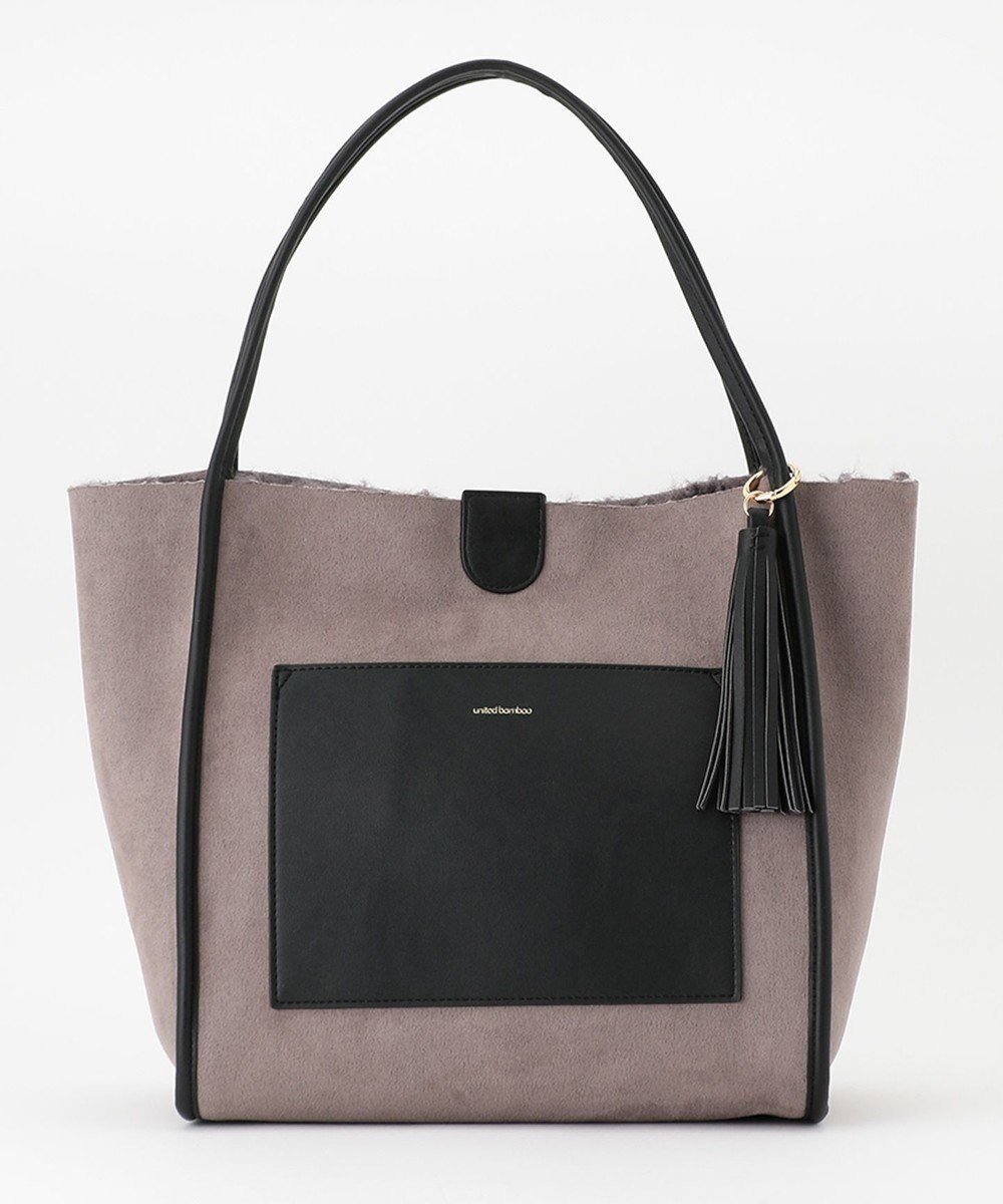 【ユナイテッドバンブールバック/united bamboo LE BAC】のフェイクボアリバーシブルトート インテリア・キッズ・メンズ・レディースファッション・服の通販 founy(ファニー) 　ファッション　Fashion　レディースファッション　WOMEN　バッグ　Bag　センター　Center　フェイクスエード　Faux Suede　フェイクファー　Faux Fur　ポケット　Pocket　リラックス　Relax　グレー系|ID: prp329100004503614 ipo3291000000031782954