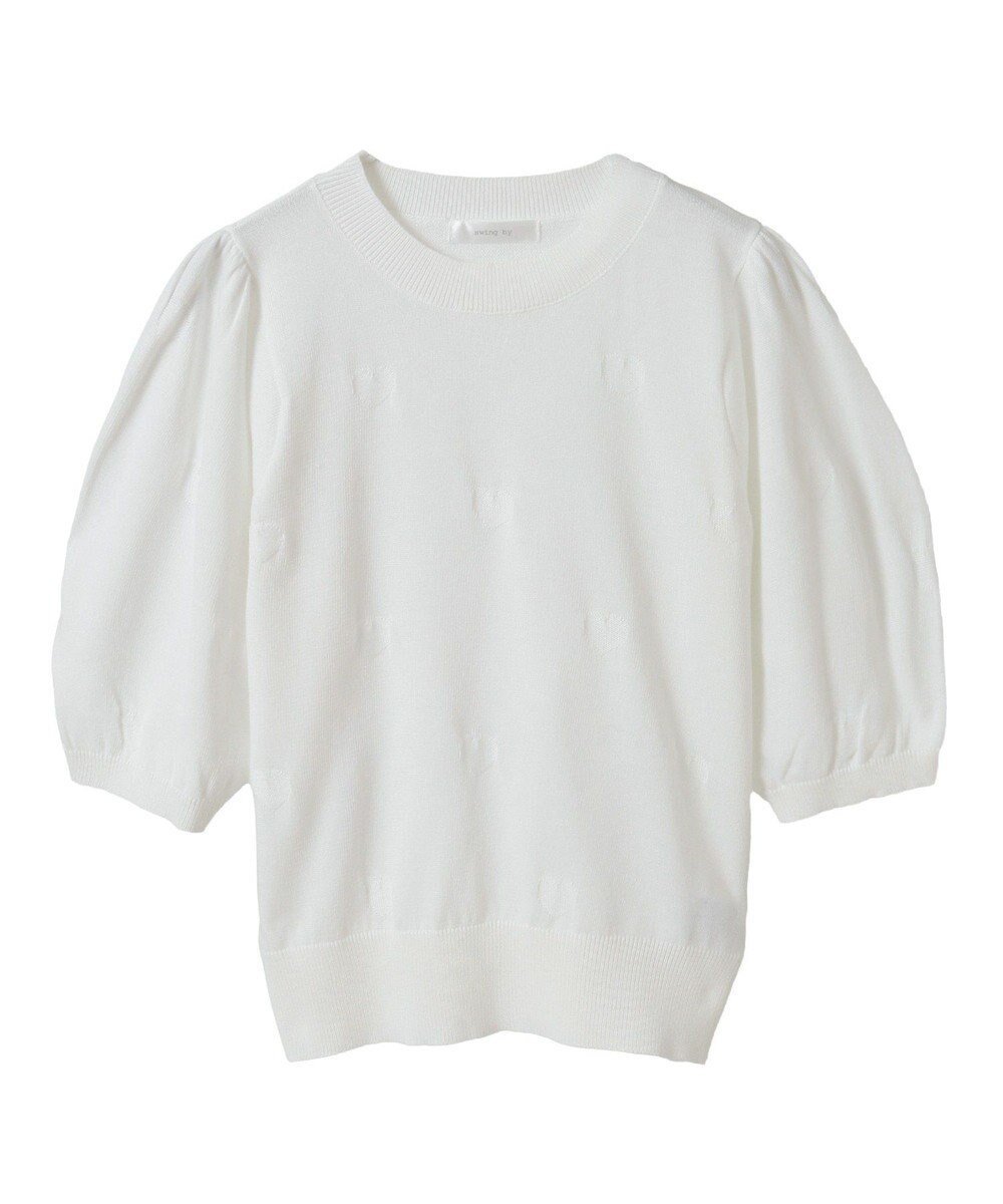 【グリーンパークス/Green Parks】の・swing by ハート柄クルーニット インテリア・キッズ・メンズ・レディースファッション・服の通販 founy(ファニー) 　ファッション　Fashion　レディースファッション　WOMEN　トップス・カットソー　Tops/Tshirt　ニット　Knit Tops　おすすめ　Recommend　コンパクト　Compact　スリーブ　Sleeve　セーター　Sweater　ボトム　Bottom　ポケット　Pocket　夏　Summer　春　Spring　S/S・春夏　Ss・Spring/Summer　Ivory|ID: prp329100004503765 ipo3291000000031784294