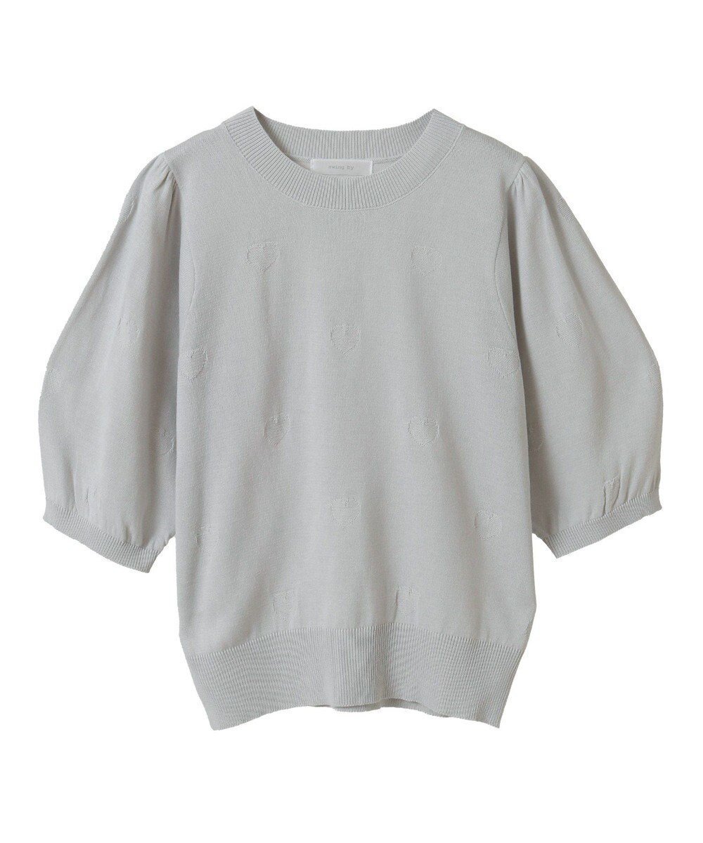 【グリーンパークス/Green Parks】の・swing by ハート柄クルーニット インテリア・キッズ・メンズ・レディースファッション・服の通販 founy(ファニー) 　ファッション　Fashion　レディースファッション　WOMEN　トップス・カットソー　Tops/Tshirt　ニット　Knit Tops　おすすめ　Recommend　コンパクト　Compact　スリーブ　Sleeve　セーター　Sweater　ボトム　Bottom　ポケット　Pocket　夏　Summer　春　Spring　S/S・春夏　Ss・Spring/Summer　Light Gray|ID: prp329100004503765 ipo3291000000031784295