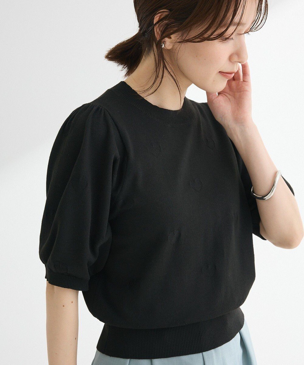 【グリーンパークス/Green Parks】の・swing by ハート柄クルーニット インテリア・キッズ・メンズ・レディースファッション・服の通販 founy(ファニー) 　ファッション　Fashion　レディースファッション　WOMEN　トップス・カットソー　Tops/Tshirt　ニット　Knit Tops　おすすめ　Recommend　コンパクト　Compact　スリーブ　Sleeve　セーター　Sweater　ボトム　Bottom　ポケット　Pocket　夏　Summer　春　Spring　S/S・春夏　Ss・Spring/Summer　Black|ID: prp329100004503765 ipo3291000000031784300
