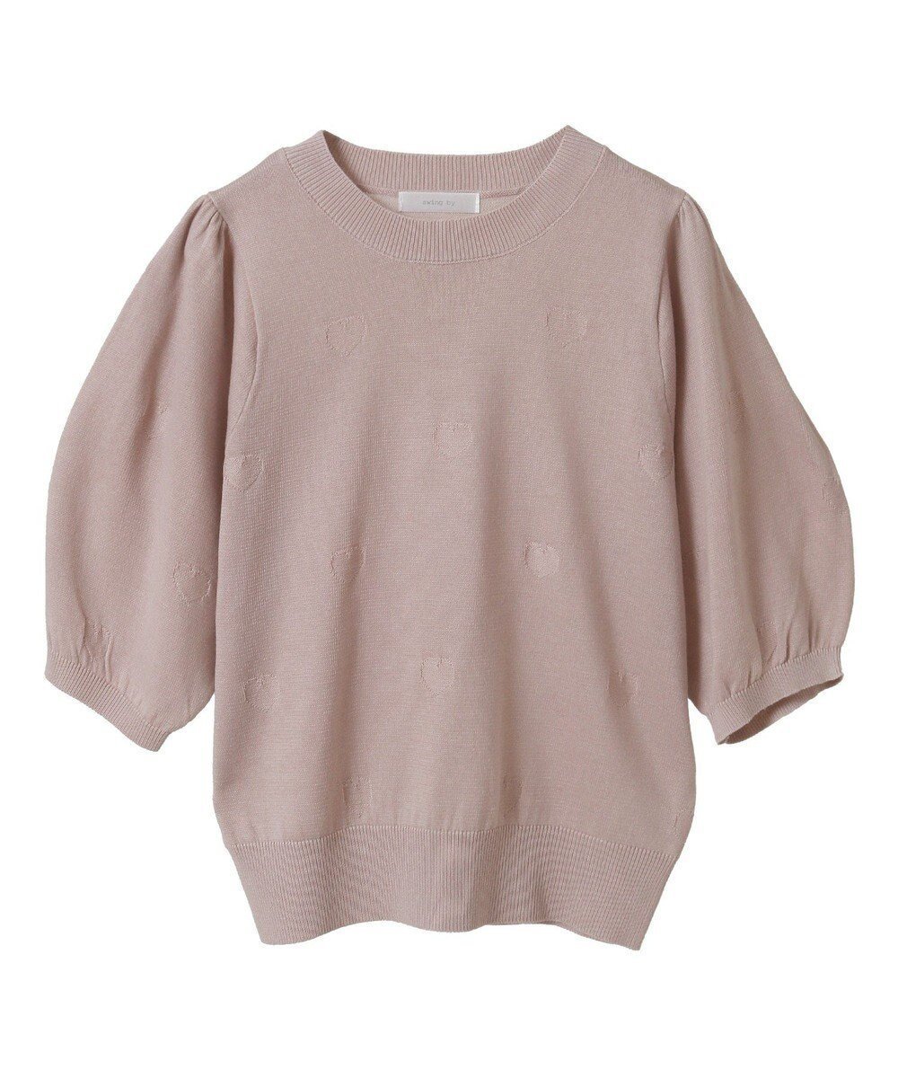 【グリーンパークス/Green Parks】の・swing by ハート柄クルーニット インテリア・キッズ・メンズ・レディースファッション・服の通販 founy(ファニー) 　ファッション　Fashion　レディースファッション　WOMEN　トップス・カットソー　Tops/Tshirt　ニット　Knit Tops　おすすめ　Recommend　コンパクト　Compact　スリーブ　Sleeve　セーター　Sweater　ボトム　Bottom　ポケット　Pocket　夏　Summer　春　Spring　S/S・春夏　Ss・Spring/Summer　Pink|ID: prp329100004503765 ipo3291000000031784304