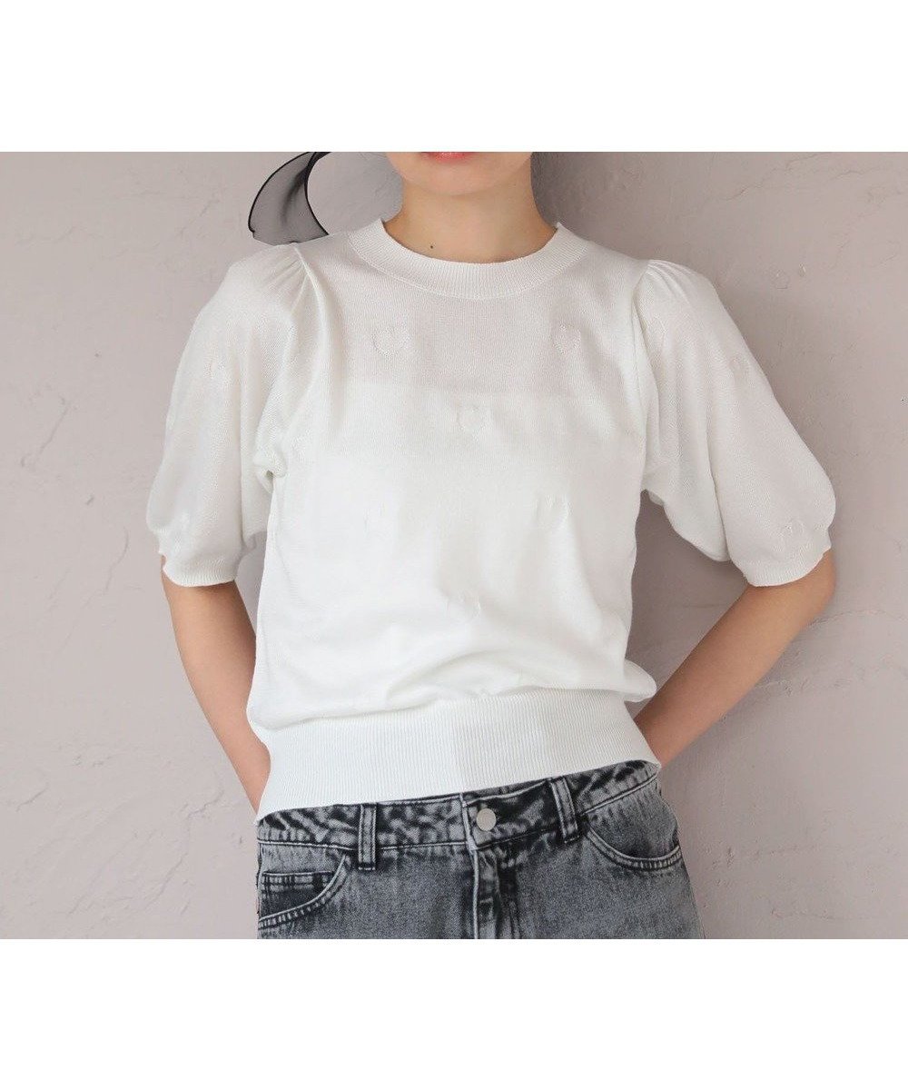 【グリーンパークス/Green Parks】の・swing by ハート柄クルーニット インテリア・キッズ・メンズ・レディースファッション・服の通販 founy(ファニー) 　ファッション　Fashion　レディースファッション　Ladies' Fashion Online　トップス・カットソー　Tops/Tshirt　ニット　Knit Tops　おすすめ　Recommend　コンパクト　Compact　スリーブ　Sleeve　セーター　Sweater　ボトム　Bottom　ポケット　Pocket　夏　Summer　春　Spring　S/S・春夏　Ss・Spring/Summer　Ivory|ID: prp329100004503765 ipo3291000000032594809
