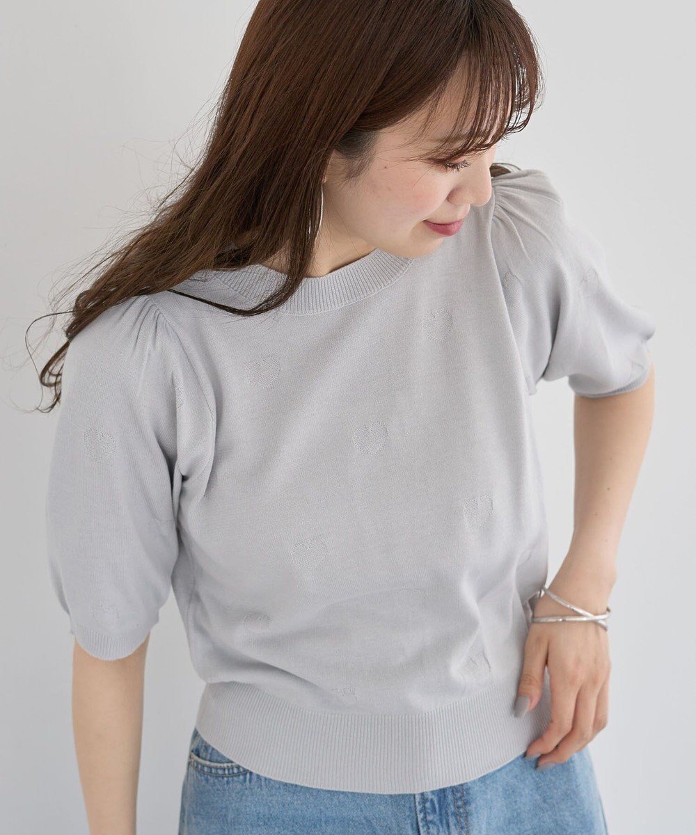 【グリーンパークス/Green Parks】の・swing by ハート柄クルーニット インテリア・キッズ・メンズ・レディースファッション・服の通販 founy(ファニー) 　ファッション　Fashion　レディースファッション　Ladies' Fashion Online　トップス・カットソー　Tops/Tshirt　ニット　Knit Tops　おすすめ　Recommend　コンパクト　Compact　スリーブ　Sleeve　セーター　Sweater　ボトム　Bottom　ポケット　Pocket　夏　Summer　春　Spring　S/S・春夏　Ss・Spring/Summer　Light Gray|ID: prp329100004503765 ipo3291000000032594811