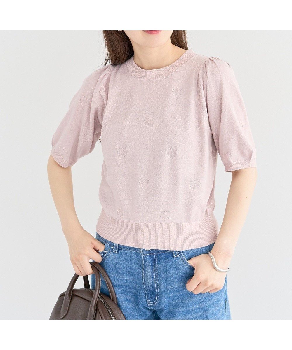 【グリーンパークス/Green Parks】の・swing by ハート柄クルーニット インテリア・キッズ・メンズ・レディースファッション・服の通販 founy(ファニー) 　ファッション　Fashion　レディースファッション　Ladies' Fashion Online　トップス・カットソー　Tops/Tshirt　ニット　Knit Tops　おすすめ　Recommend　コンパクト　Compact　スリーブ　Sleeve　セーター　Sweater　ボトム　Bottom　ポケット　Pocket　夏　Summer　春　Spring　S/S・春夏　Ss・Spring/Summer　Pink|ID: prp329100004503765 ipo3291000000032594816
