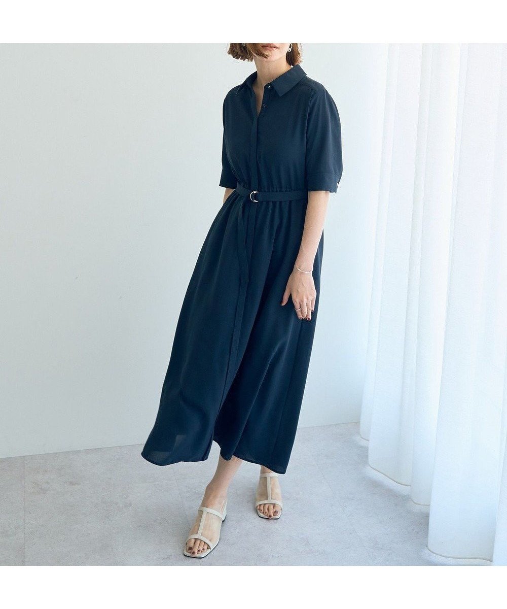 【イェッカ ヴェッカ/YECCA VECCA】のベルト付きシャツワンピース インテリア・キッズ・メンズ・レディースファッション・服の通販 founy(ファニー) 　ファッション　Fashion　レディースファッション　WOMEN　ワンピース　Dress　シャツワンピース　Shirt Dresses　ベルト　Belts　おすすめ　Recommend　ポケット　Pocket　メタル　Metal　エレガント 上品　Elegant　夏　Summer　春　Spring　S/S・春夏　Ss・Spring/Summer　Navy|ID: prp329100004503834 ipo3291000000031828684