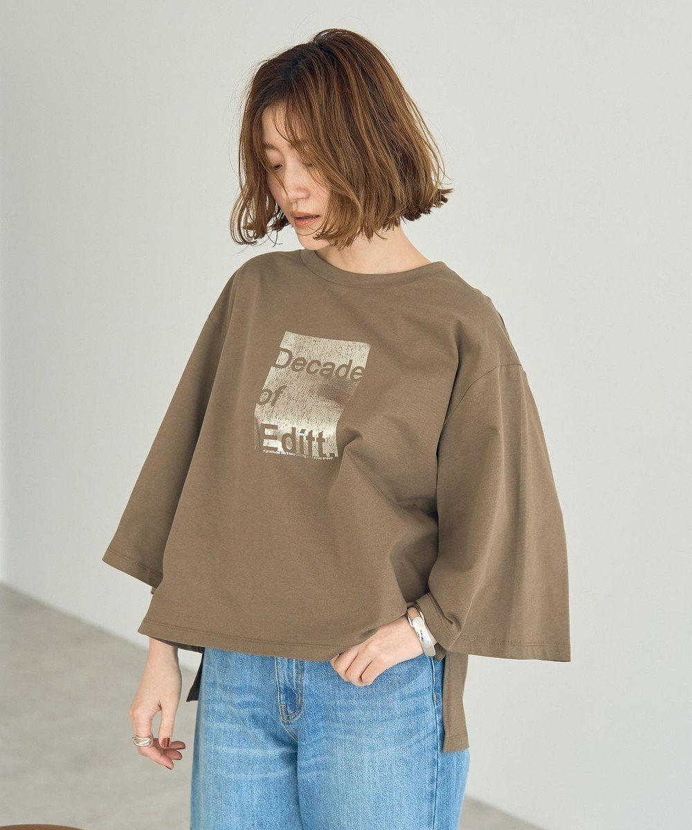 【イェッカ ヴェッカ/YECCA VECCA】の【UVカット】箔プリントロゴTee インテリア・キッズ・メンズ・レディースファッション・服の通販 founy(ファニー) 　ファッション　Fashion　レディースファッション　WOMEN　トップス・カットソー　Tops/Tshirt　シャツ/ブラウス　Shirts/Blouses　ロング / Tシャツ　T-Shirts　カットソー　Cut and Sewn　カットソー　Cut And Sew　シンプル　Simple　ダメージ　Damage　トレンド　Trend　プリント　Print　ボックス　Box　ポケット　Pocket　リラックス　Relax　夏　Summer　春　Spring　S/S・春夏　Ss・Spring/Summer　Khaki|ID: prp329100004503837 ipo3291000000031825587