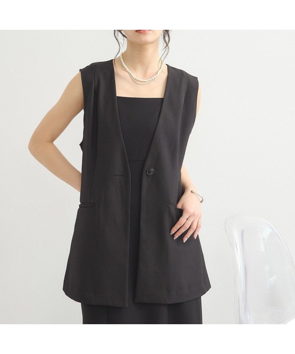 【アースミュージックアンドエコロジー/earth music&ecology】のショルダータックジレ インテリア・キッズ・メンズ・レディースファッション・服の通販 founy(ファニー) 　ファッション　Fashion　レディースファッション　WOMEN　アウター　Coat Outerwear　トップス・カットソー　Tops/Tshirt　ベスト/ジレ　Gilets/Vests　おすすめ　Recommend　ショルダー　Shoulder　スタイリッシュ　Stylish　ストレート　Straight　セットアップ　Set Up　フェミニン　Feminine　ベスト　Vest　ポケット　Pocket　リボン　Ribbon　夏　Summer　春　Spring　S/S・春夏　Ss・Spring/Summer　Black|ID: prp329100004503839 ipo3291000000031828700