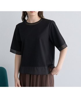 【イェッカ ヴェッカ/YECCA VECCA】のシアーMIXプルオーバー 人気、トレンドファッション・服の通販 founy(ファニー) ファッション Fashion レディースファッション Fashion for Women トップス・カットソー Cut & Sew Tops シャツ・ブラウス・オフィスカジュアル Elegant Blouses & Button-Ups ロングTシャツ・Tシャツ Longline T-Shirts & Tees カジュアルプルオーバー・ニットトップス Pullovers & Knit Tops / Casual Pullovers カットソー・ベーシックTシャツ Cut-and-Sewn Tops / Stretch Tees & Basics カットソー Cut and Sewn Top シアー Sheer, See-Through ストレッチ Stretch, Stretchy Fabric スリット Slit, Slit Detail ポケット Pocket, Pocket Detail エレガント 上品 Elegant 夏 Summer 春 Spring S/S・春夏 SS, Spring/Summer, Warm Season |ID:prp329100004503851