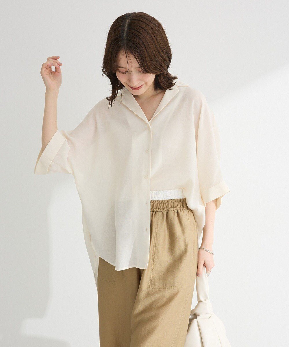 【グリーンパークス/Green Parks】の開襟シアージャケット風シャツ インテリア・キッズ・メンズ・レディースファッション・服の通販 founy(ファニー) 　ファッション　Fashion　レディースファッション　Fashion for Women　アウター　Coat / Outerwear Collection　レディースジャケット・軽アウター　Jackets　おすすめ　Recommended / Our Picks　サマー　Summer, Summer Style　トレンド　Trend, Trending Now　ボックス　Boxy, Box Shape　ポケット　Pocket, Pocket Detail　夏　Summer　春　Spring　S/S・春夏　SS, Spring/Summer, Warm Season　Ecru|ID: prp329100004503856 ipo3291000000032332965