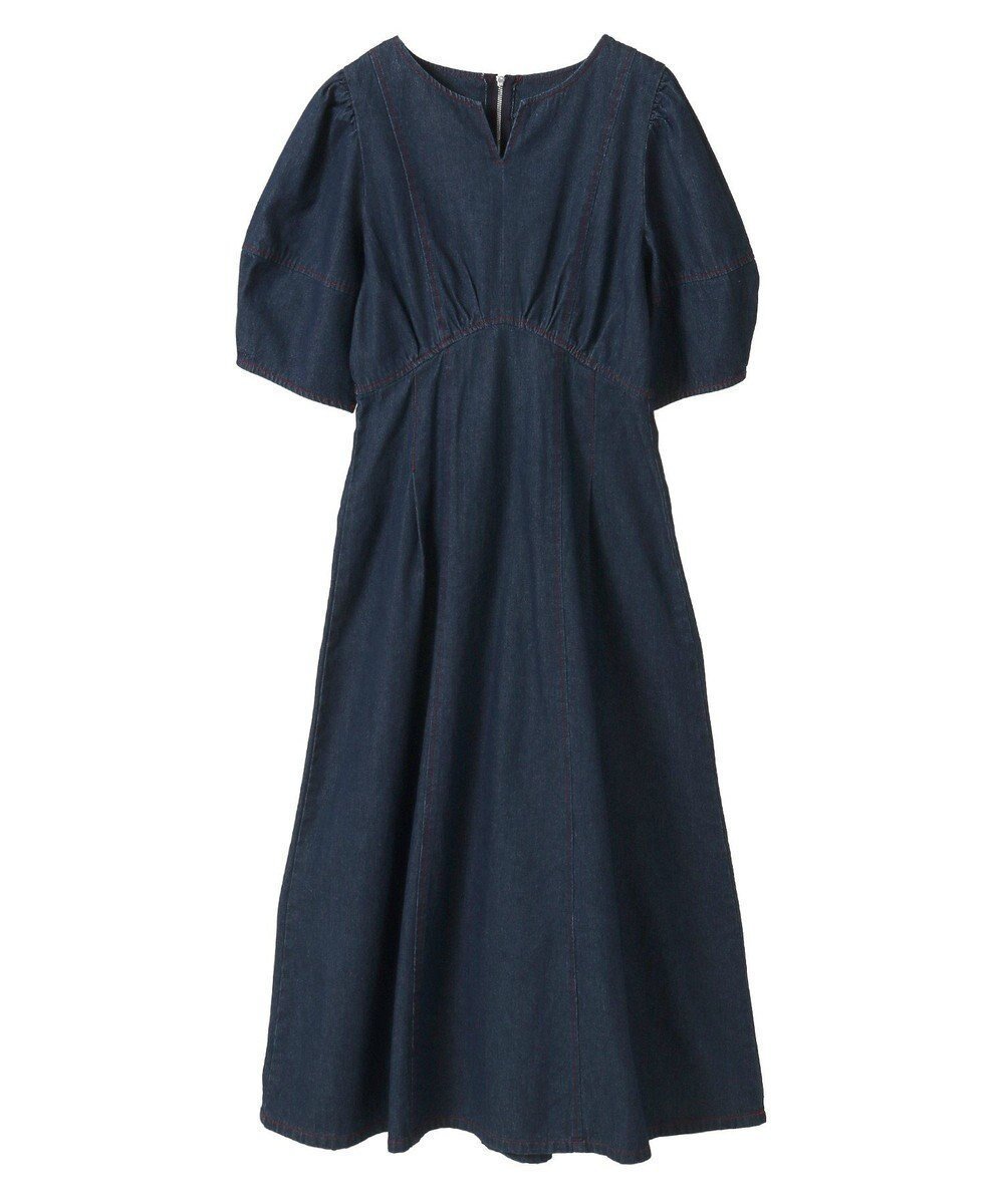 【グリーンパークス/Green Parks】の・ELENCARE DUE デニム5分袖ワンピース インテリア・キッズ・メンズ・レディースファッション・服の通販 founy(ファニー) 　ファッション　Fashion　レディースファッション　Fashion for Women　ワンピース　Dresses　デニム　Denim, Jeans Material　パターン　Pattern, Design Print　フレア　Flare, Flared　ポケット　Pocket, Pocket Detail　再入荷　Restock / Back in Stock　夏　Summer　春　Spring　S/S・春夏　SS, Spring/Summer, Warm Season　Indigo|ID: prp329100004503895 ipo3291000000031785421
