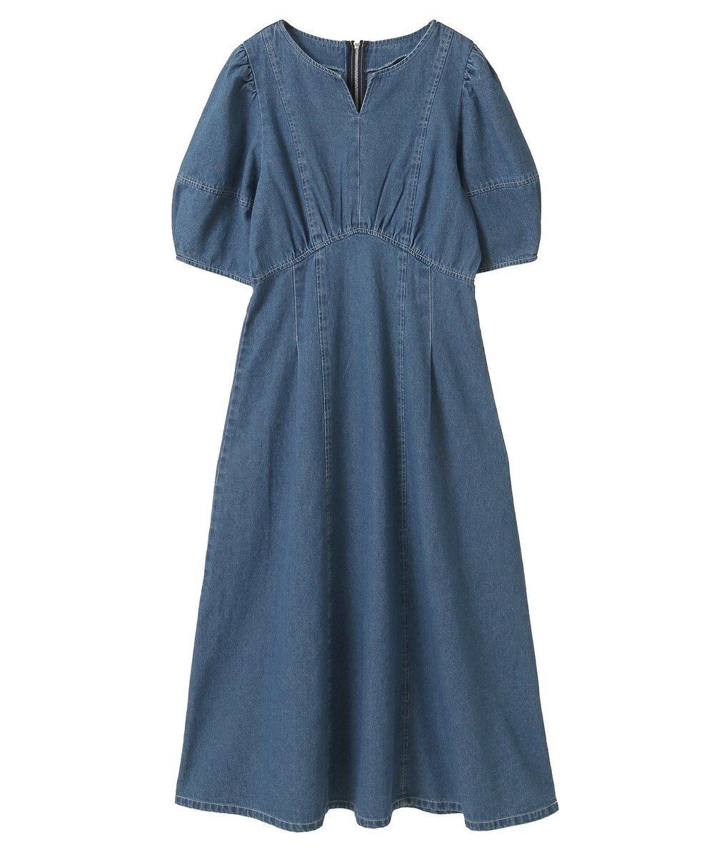 【グリーンパークス/Green Parks】の・ELENCARE DUE デニム5分袖ワンピース インテリア・キッズ・メンズ・レディースファッション・服の通販 founy(ファニー) 　ファッション　Fashion　レディースファッション　Fashion for Women　ワンピース　Dresses　デニム　Denim, Jeans Material　パターン　Pattern, Design Print　フレア　Flare, Flared　ポケット　Pocket, Pocket Detail　再入荷　Restock / Back in Stock　夏　Summer　春　Spring　S/S・春夏　SS, Spring/Summer, Warm Season　Light Indigo|ID: prp329100004503895 ipo3291000000031785422