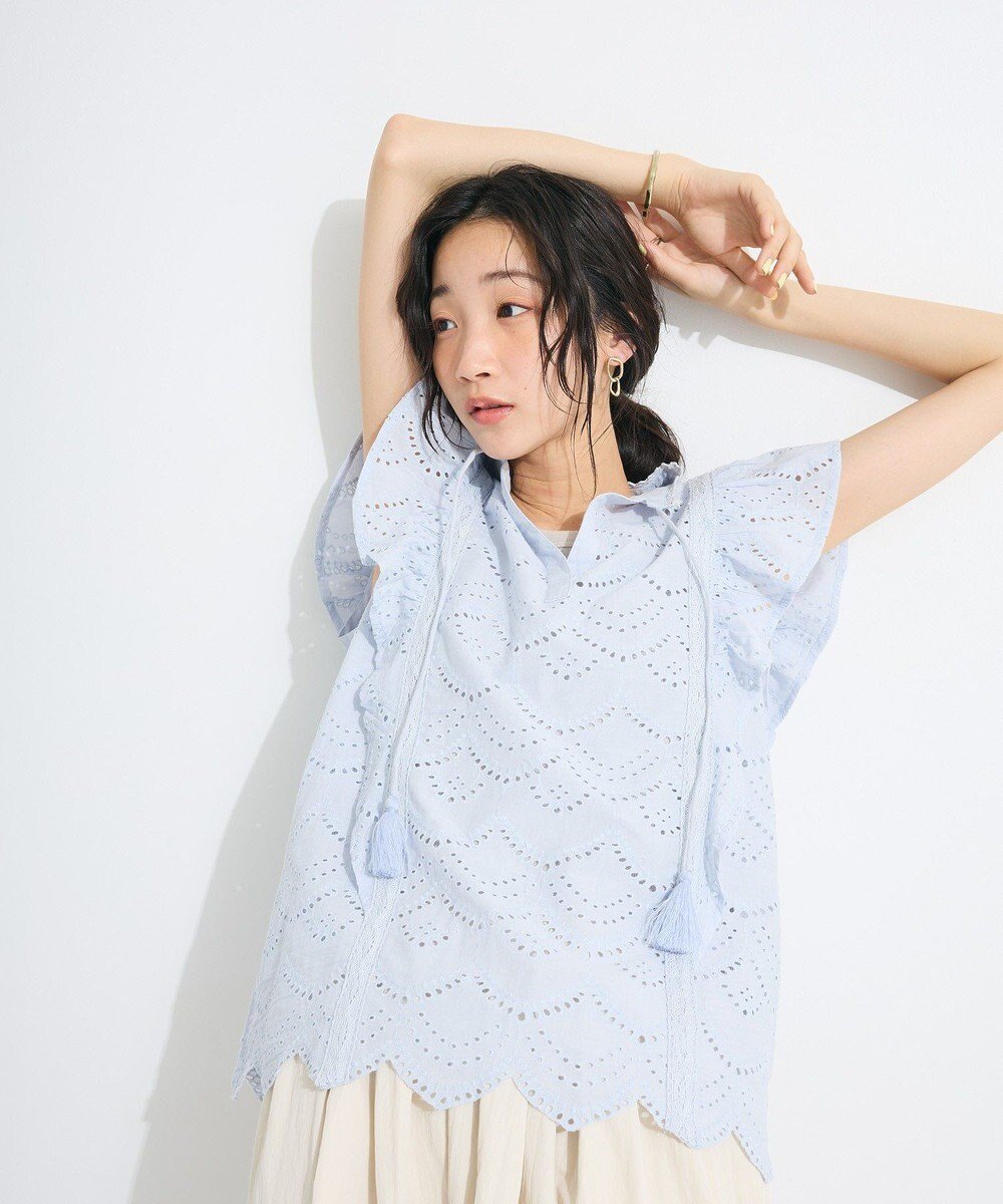 【クラフトスタンダードブティック/CRAFT STANDARD BOUTIQUE】のフリル使いシフリーブラウス インテリア・キッズ・メンズ・レディースファッション・服の通販 founy(ファニー) 　ファッション　Fashion　レディースファッション　WOMEN　トップス・カットソー　Tops/Tshirt　シャツ/ブラウス　Shirts/Blouses　エレガント 上品　Elegant　春　Spring　シンプル　Simple　スカラップ　Scalloped　フェミニン　Feminine　フリル　Frills　ボトム　Bottom　ポケット　Pocket　S/S・春夏　Ss・Spring/Summer　おすすめ　Recommend　夏　Summer　2025年　2025　2025春夏・S/S　Ss,Spring/Summer,2025　Sax|ID: prp329100004503911 ipo3291000000032342735