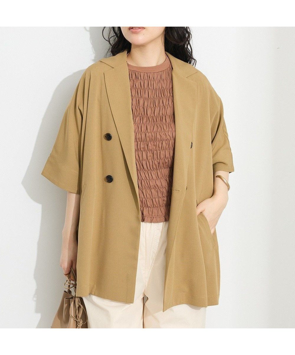 【クラフトスタンダードブティック/CRAFT STANDARD BOUTIQUE】の半袖テーラードジャケット インテリア・キッズ・メンズ・レディースファッション・服の通販 founy(ファニー) 　ファッション　Fashion　レディースファッション　WOMEN　アウター　Coat Outerwear　ジャケット　Jackets　テーラードジャケット　Tailored Jackets　ジャケット　Jacket　とろみ　Thickness　フロント　Front　ポケット　Pocket　半袖　Short Sleeve　ロング　Long　おすすめ　Recommend　2025年　2025　2025春夏・S/S　Ss,Spring/Summer,2025　Beige|ID: prp329100004503937 ipo3291000000032142118