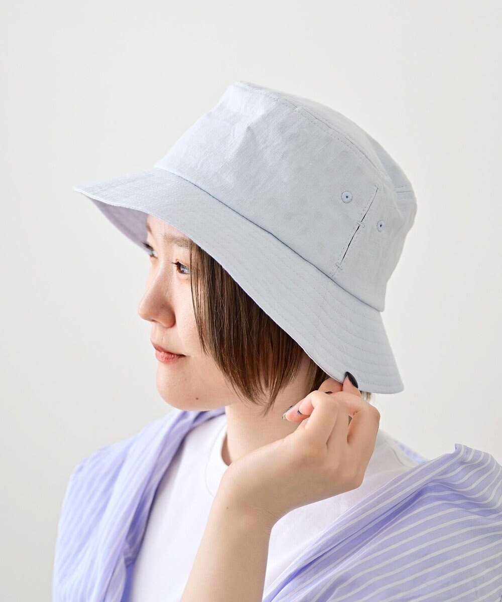 【アトレナ/ATRENA】の【UVカット率100%/遮熱/洗濯機洗い】コカゲル®100 リネンバケット インテリア・キッズ・メンズ・レディースファッション・服の通販 founy(ファニー) 　ファッション　Fashion　レディースファッション　WOMEN　帽子　Hats　アウトドア　Outdoor　帽子　Hat　リネン　Linen　ループ　Loop　サックス|ID: prp329100004503943 ipo3291000000031828523