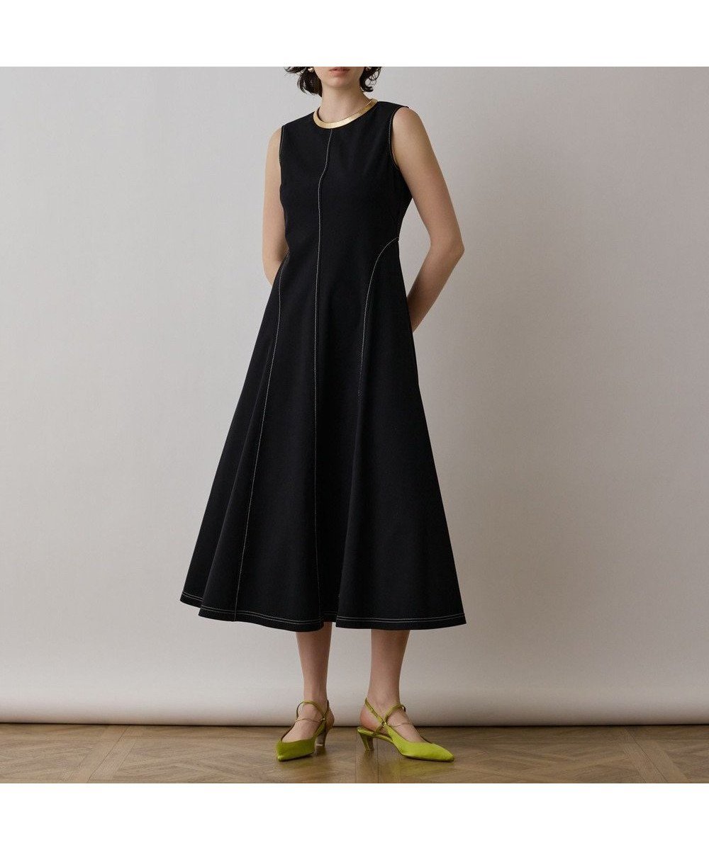 【グレース コンチネンタル/GRACE CONTINENTAL】のステッチカットワンピース インテリア・キッズ・メンズ・レディースファッション・服の通販 founy(ファニー) 　ファッション　Fashion　レディースファッション　Fashion for Women　ワンピース　Dresses　アクセサリー　Fashion Accessories　シンプル　Simple, Minimal　ノースリーブ　Sleeveless, No-Sleeve　フィット　Fit, Slim Fit　フレア　Flare, Flared　エレガント 上品　Elegant　夏　Summer　春　Spring　S/S・春夏　SS, Spring/Summer, Warm Season　ブラック|ID: prp329100004504043 ipo3291000000032741964