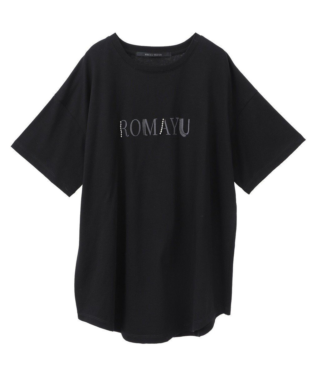 【イェッカ ヴェッカ/YECCA VECCA】の【UVカット】スタッズMIXロゴTee インテリア・キッズ・メンズ・レディースファッション・服の通販 founy(ファニー) 　ファッション　Fashion　レディースファッション　Fashion for Women　トップス・カットソー　Cut & Sew Tops　シャツ・ブラウス・オフィスカジュアル　Elegant Blouses & Button-Ups　ロングTシャツ・Tシャツ　Longline T-Shirts & Tees　カットソー・ベーシックTシャツ　Cut-and-Sewn Tops / Stretch Tees & Basics　おすすめ　Recommended / Our Picks　カットソー　Cut and Sewn Top　シンプル　Simple, Minimal　スタイリッシュ　Stylish, Fashionable　スタッズ　Studs, Metal Accents　フリンジ　Fringe, Tassel　ポケット　Pocket, Pocket Detail　夏　Summer　春　Spring　S/S・春夏　SS, Spring/Summer, Warm Season　Black|ID: prp329100004504614 ipo3291000000032742297