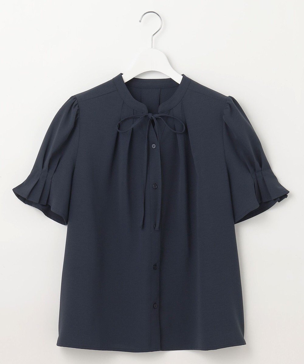 【フェルゥ/Feroux】の【洗える】リボンスキッパー ブラウス インテリア・キッズ・メンズ・レディースファッション・服の通販 founy(ファニー) 　ファッション　Fashion　レディースファッション　WOMEN　トップス・カットソー　Tops/Tshirt　シャツ/ブラウス　Shirts/Blouses　おすすめ　Recommend　カーディガン　Cardigan　スキッパー　Skipper　セレモニー　Ceremony　ティアードスカート　Tiered Skirt　フェミニン　Feminine　リボン　Ribbon　エレガント 上品　Elegant　ビジネス 仕事 通勤　Business　夏　Summer　春　Spring　S/S・春夏　Ss・Spring/Summer　洗える　Washable　ネイビー系|ID: prp329100004504723 ipo3291000000031793374