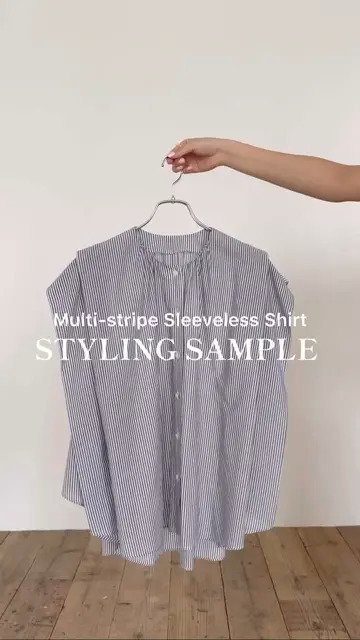 【ハッシュニュアンス/#Newans】の【金子綾さんインスタライブご紹介アイテム】マルチストライプノースリーブシャツ インテリア・キッズ・メンズ・レディースファッション・服の通販 founy(ファニー) 　ファッション　Fashion　レディースファッション　Fashion for Women　トップス・カットソー　Cut & Sew Tops　キャミソール&ノースリーブ　Camisoles & Sleeveless Tops　シャツ・ブラウス・オフィスカジュアル　Elegant Blouses & Button-Ups　ストライプ　Stripe, Striped Pattern　夏　Summer　春　Spring　S/S・春夏　SS, Spring/Summer, Warm Season　ブルーストライプ|ID: prp329100004504976 ipo3291000000033598531
