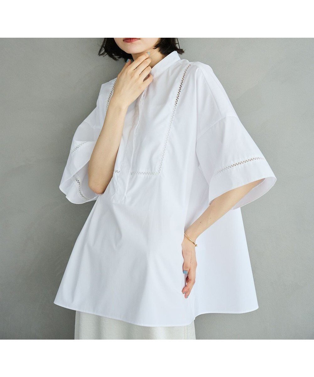【ハッシュニュアンス/#Newans】の【洗える/セットアップ可能】ハシゴレースビブデザインシャツ 人気、トレンドファッション・服の通販 founy(ファニー) 　ファッション　Fashion　レディースファッション　Ladies' Fashion Online　トップス・カットソー　Tops/Tshirt　シャツ/ブラウス　Shirts/Blouses　セットアップ　Setup　トップス　Tops　NEW・新作・新着・新入荷　New Arrivals　おすすめ　Recommend　セットアップ　Set Up　ハーフ　Half　ボックス　Box　レース　Race　エレガント 上品　Elegant　夏　Summer　定番　Standard　春　Spring　S/S・春夏　Ss・Spring/Summer　洗える　Washable　 other-1|ID: prp329100004504978 ipo3291000000032284625