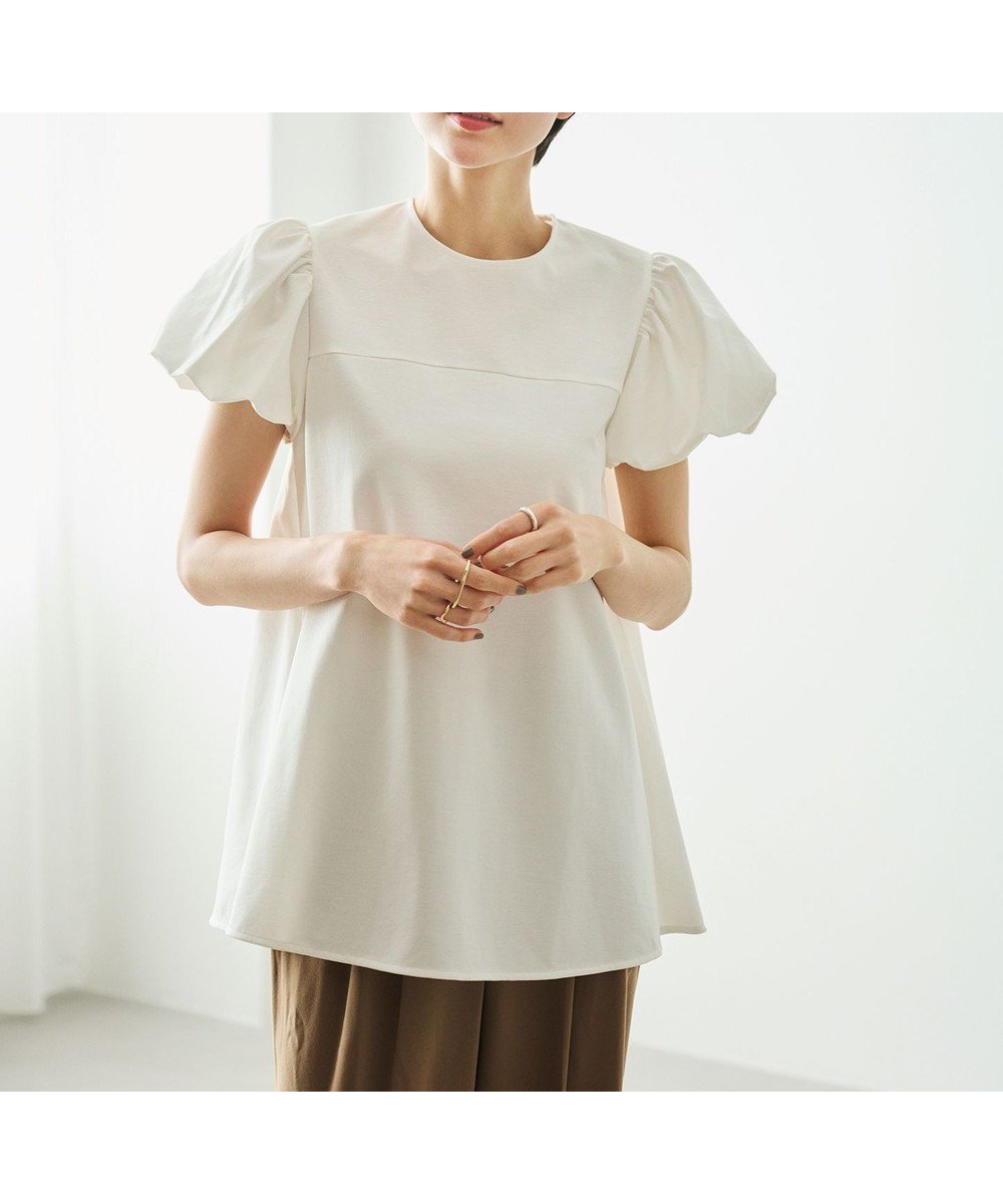 【ハッシュニュアンス/#Newans】の【洗える】Aラインパフスリーブカットソー インテリア・キッズ・メンズ・レディースファッション・服の通販 founy(ファニー) ファッション Fashion レディースファッション Fashion for Women トップス・カットソー Cut & Sew Tops シャツ・ブラウス・オフィスカジュアル Elegant Blouses & Button-Ups ロングTシャツ・Tシャツ Longline T-Shirts & Tees カットソー・ベーシックTシャツ Cut-and-Sewn Tops / Stretch Tees & Basics カットソー Cut and Sewn Top スリーブ Sleeve, Long Sleeve / Short Sleeve エレガント 上品 Elegant 夏 Summer 春 Spring S/S・春夏 SS, Spring/Summer, Warm Season 楽ちん Easy Fit, Comfortable 洗える Machine Washable ホワイト|ID: prp329100004504980 ipo3291000000033396041