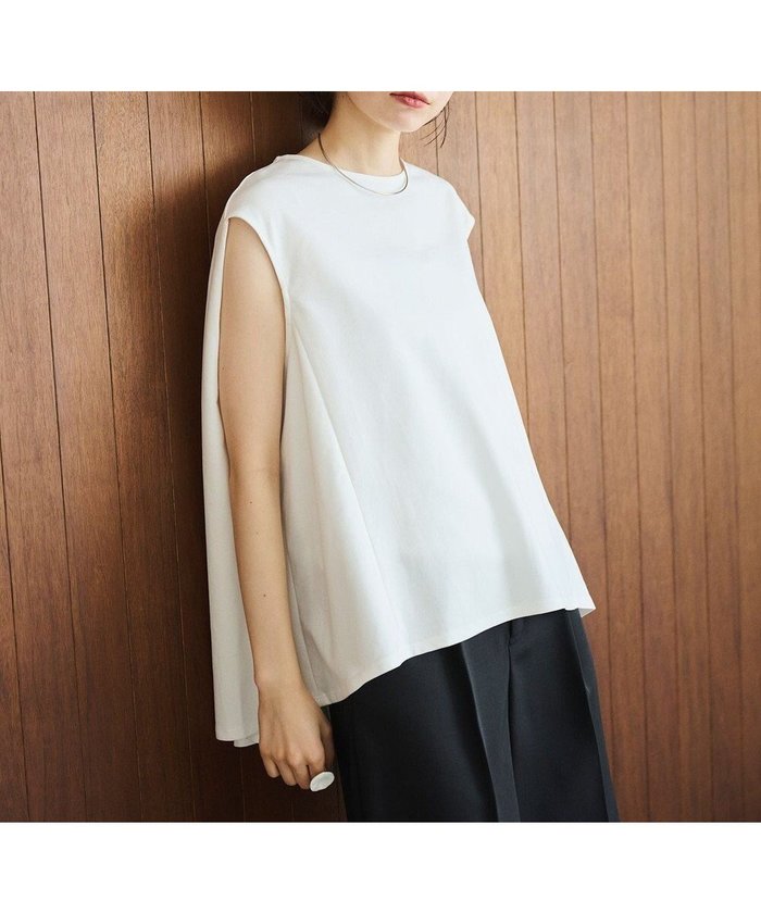 【ハッシュニュアンス/#Newans】の【洗える】スクエアシルエットノースリーブカットソー インテリア・キッズ・メンズ・レディースファッション・服の通販 founy(ファニー) https://founy.com/ ファッション Fashion レディースファッション Fashion for Women トップス・カットソー Cut & Sew Tops キャミソール&ノースリーブ Camisoles & Sleeveless Tops シャツ・ブラウス・オフィスカジュアル Elegant Blouses & Button-Ups ロングTシャツ・Tシャツ Longline T-Shirts & Tees カットソー・ベーシックTシャツ Cut-and-Sewn Tops / Stretch Tees & Basics カットソー Cut and Sewn Top バランス Balance, Style Balance エレガント 上品 Elegant 再入荷 Restock / Back in Stock 夏 Summer 春 Spring S/S・春夏 SS, Spring/Summer, Warm Season 楽ちん Easy Fit, Comfortable 洗える Machine Washable |ID: prp329100004504983 ipo3291000000032758167