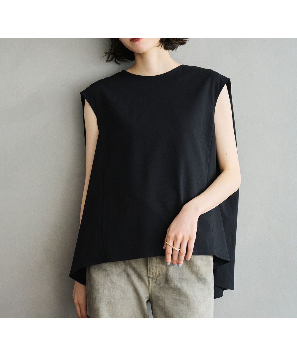 【ハッシュニュアンス/#Newans】の【洗える】スクエアシルエットノースリーブカットソー インテリア・キッズ・メンズ・レディースファッション・服の通販 founy(ファニー) 　ファッション　Fashion　レディースファッション　Fashion for Women　トップス・カットソー　Cut & Sew Tops　キャミソール&ノースリーブ　Camisoles & Sleeveless Tops　シャツ・ブラウス・オフィスカジュアル　Elegant Blouses & Button-Ups　ロングTシャツ・Tシャツ　Longline T-Shirts & Tees　カットソー・ベーシックTシャツ　Cut-and-Sewn Tops / Stretch Tees & Basics　カットソー　Cut and Sewn Top　バランス　Balance, Style Balance　エレガント 上品　Elegant　再入荷　Restock / Back in Stock　夏　Summer　春　Spring　S/S・春夏　SS, Spring/Summer, Warm Season　楽ちん　Easy Fit, Comfortable　洗える　Machine Washable　ブラック|ID: prp329100004504983 ipo3291000000032758169