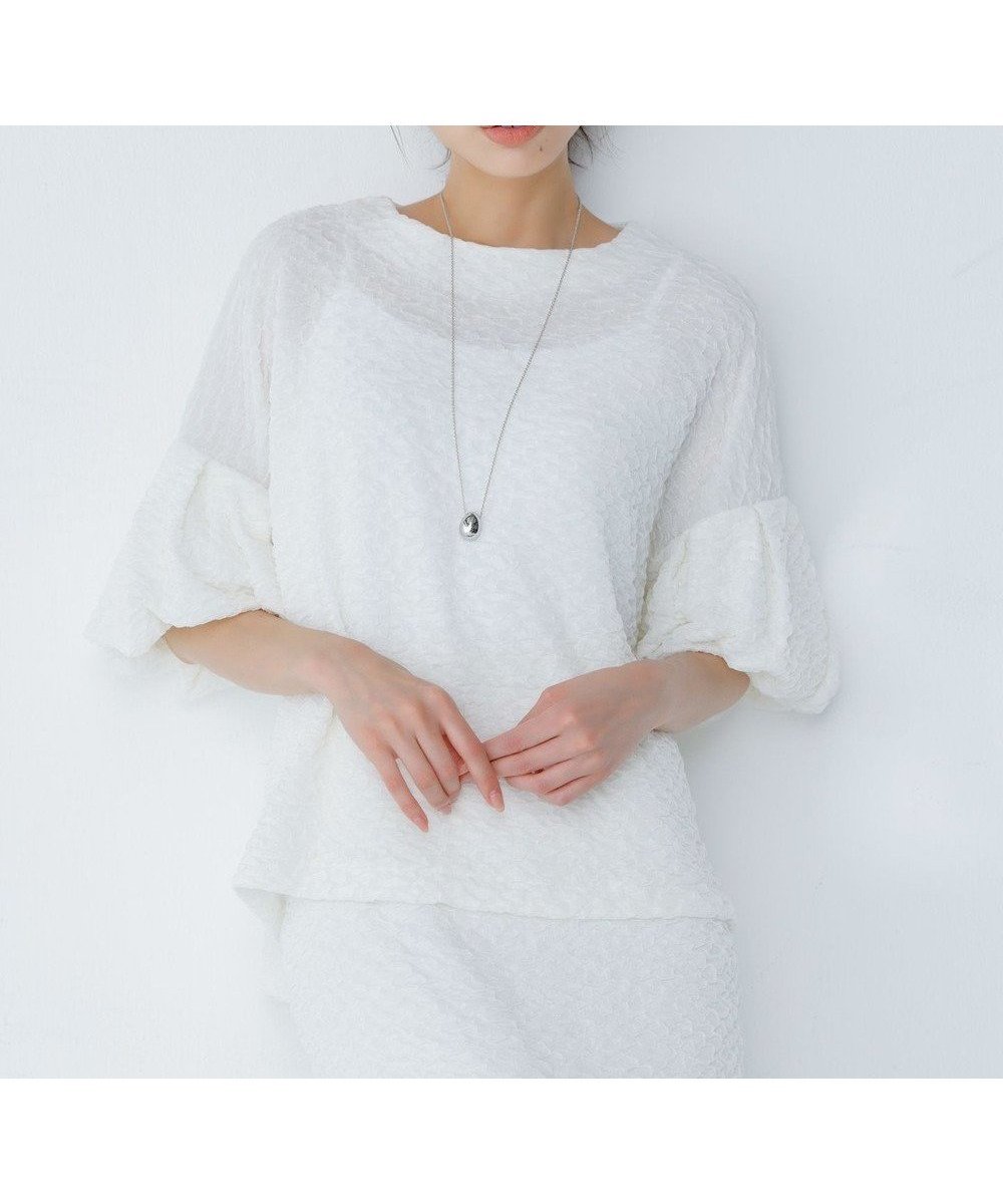 【ハッシュニュアンス/#Newans】の【金子綾さんインスタライブご紹介アイテム】【洗える/セットアップ可能】ふくれジャガード パフスリーブブラウス 人気、トレンドファッション・服の通販 founy(ファニー) ファッション Fashion レディースファッション Fashion for Women トップス・カットソー Cut & Sew Tops シャツ・ブラウス・オフィスカジュアル Elegant Blouses & Button-Ups ロングTシャツ・Tシャツ Longline T-Shirts & Tees カットソー・ベーシックTシャツ Cut-and-Sewn Tops / Stretch Tees & Basics セットアップ Matching Sets レディーストップス・ブラウス Tops & Blouses / Assorted Women's Tops おすすめ Recommended / Our Picks カットソー Cut and Sewn Top シルバー Silver, Metallic Silver スリーブ Sleeve, Long Sleeve / Short Sleeve セットアップ Set-Up, Coordinated Outfit タイトスカート Pencil Skirt, Tight Skirt バルーン Balloon, Balloon Silhouette 夏 Summer 春 Spring S/S・春夏 SS, Spring/Summer, Warm Season 洗える Machine Washable other-1|ID: prp329100004504985 ipo3291000000033578085