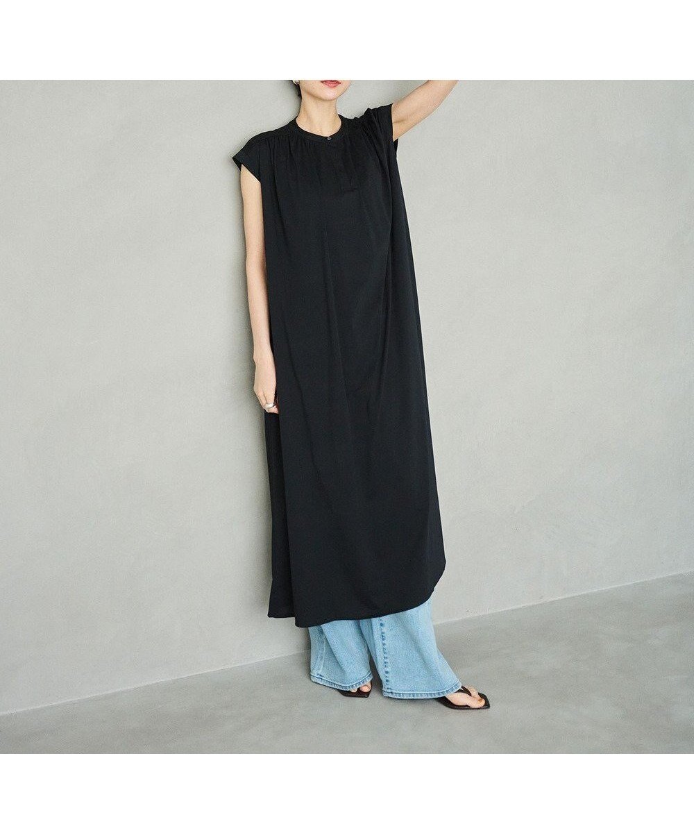 【ハッシュニュアンス/#Newans】の【乾燥機可能/接触冷感】ヨークギャザーロングワンピース インテリア・キッズ・メンズ・レディースファッション・服の通販 founy(ファニー) ファッション Fashion レディースファッション Fashion for Women ワンピース Dresses カットソー Cut and Sewn Top ギャザー Gathered, Ruffled ヨーク Yoke, Yoke Design 夏 Summer 春 Spring S/S・春夏 SS, Spring/Summer, Warm Season ブラック|ID: prp329100004505005 ipo3291000000033406440
