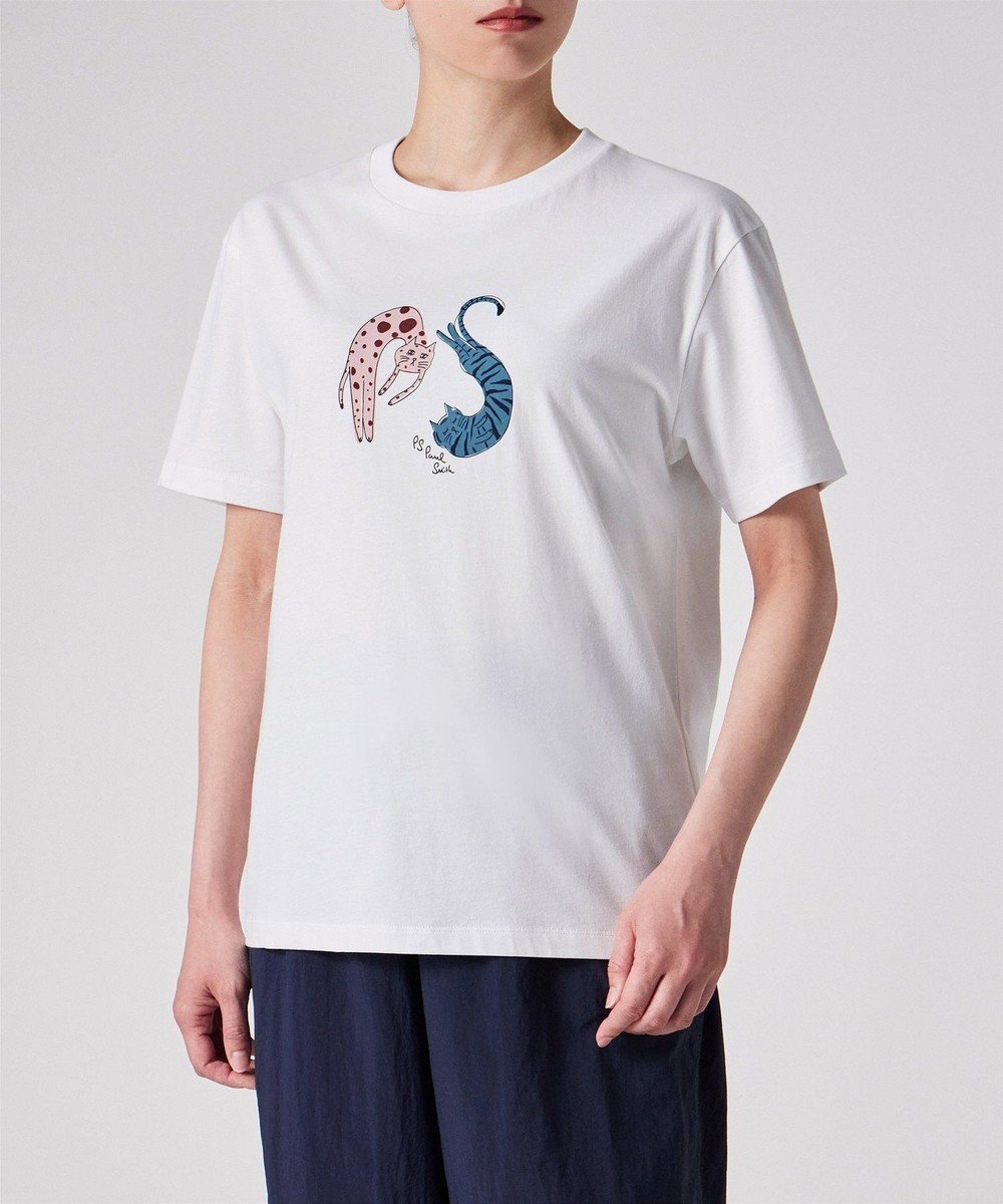 【ポール スミス/Paul Smith】のPSアニマル 半袖Tシャツ インテリア・キッズ・メンズ・レディースファッション・服の通販 founy(ファニー) 　ファッション　Fashion　レディースファッション　Fashion for Women　トップス・カットソー　Cut & Sew Tops　シャツ・ブラウス・オフィスカジュアル　Elegant Blouses & Button-Ups　ロングTシャツ・Tシャツ　Longline T-Shirts & Tees　カットソー・ベーシックTシャツ　Cut-and-Sewn Tops / Stretch Tees & Basics　アニマル　Animal Print　カットソー　Cut and Sewn Top　ドット　Polka Dot, Dot Pattern　リラックス　Relax, Relaxed Fit　ワーク　Workwear, Utility Style　半袖　Short Sleeve, Half Sleeve　夏　Summer　S/S・春夏　SS, Spring/Summer, Warm Season　猫　Cat, Kitty　A/W・秋冬　Autumn/Winter　ホワイト|ID: prp329100004505051 ipo3291000000032741059